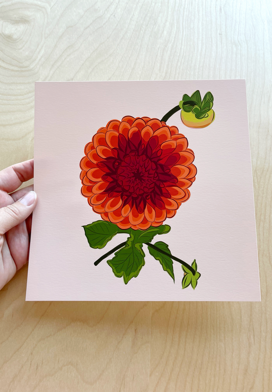 AE. Garnet Dahlia Print