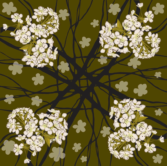 AL. Sour Cherry Blossoms Four Corner Repeat Print