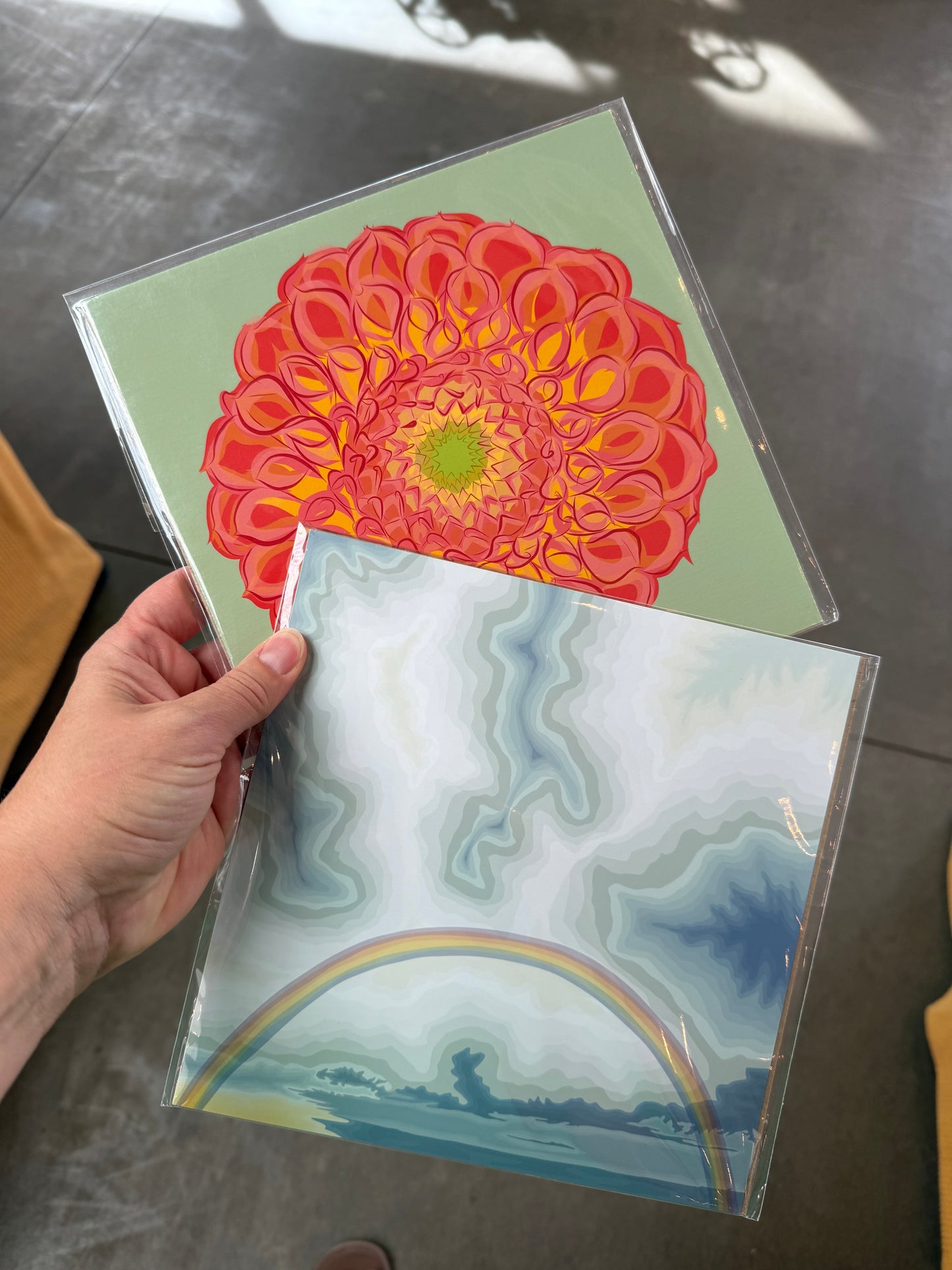 A. Rainbow, Flowers, Hummingbird & Monarch group of four prints