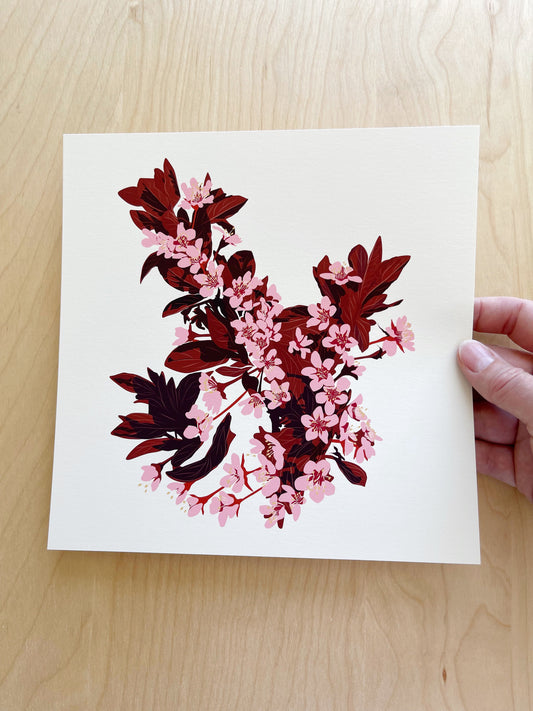 L. Print of my Plum Blossoms drawing 8” square
