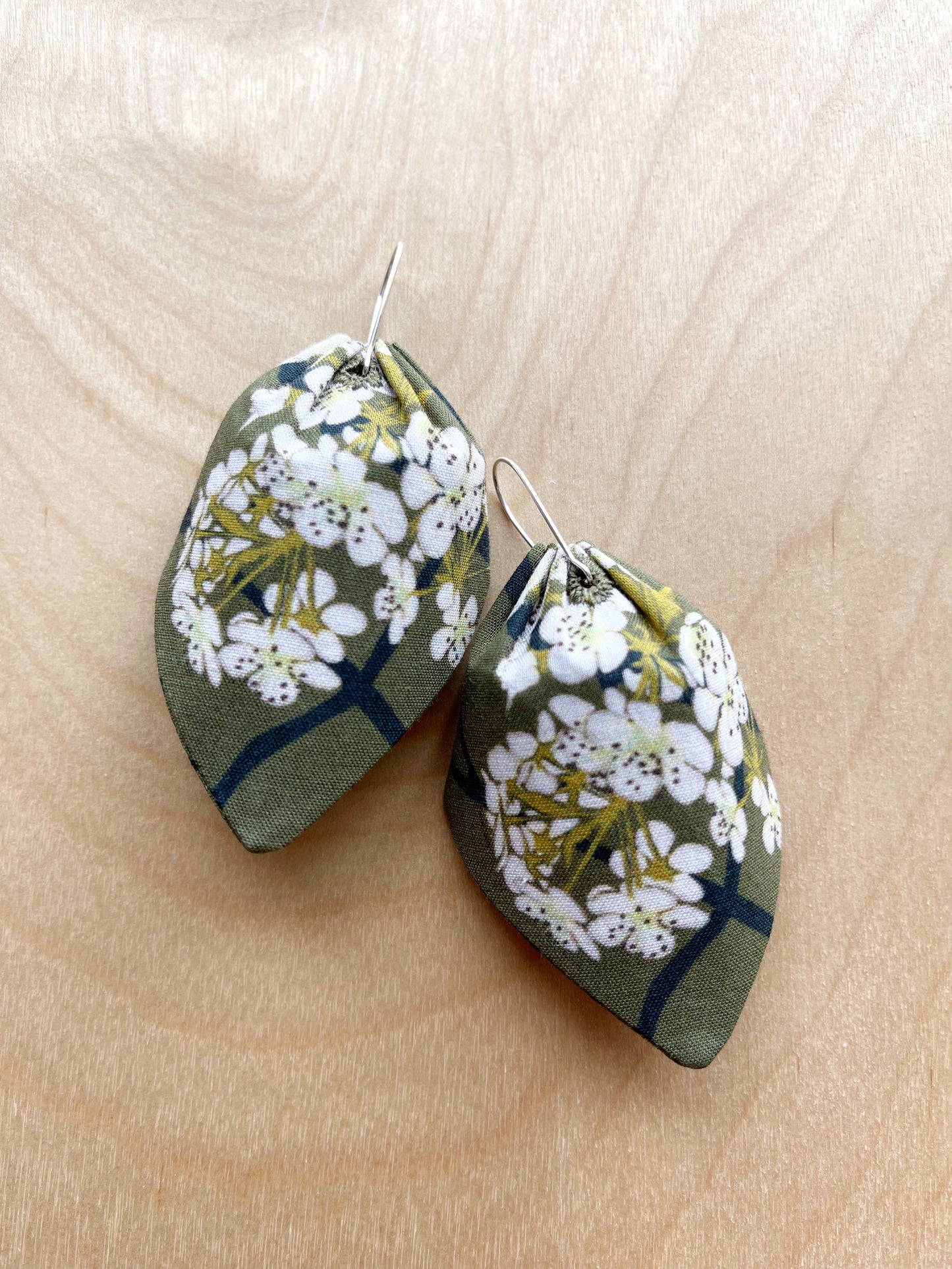 AE. Sour Cherry Blossoms large petal cotton statement earrings
