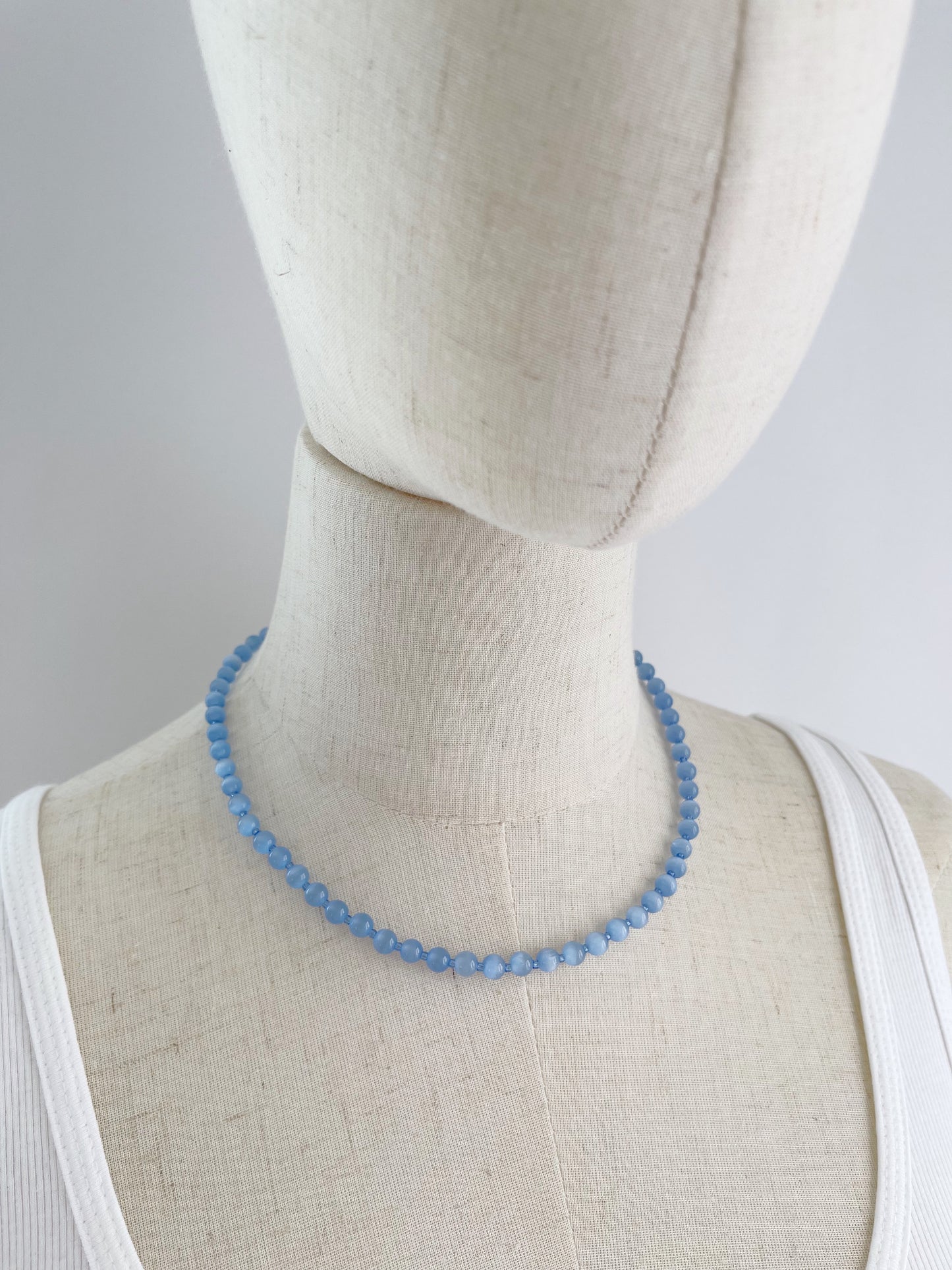 BA. Blue Cat’s Eye necklace 6mm 18”