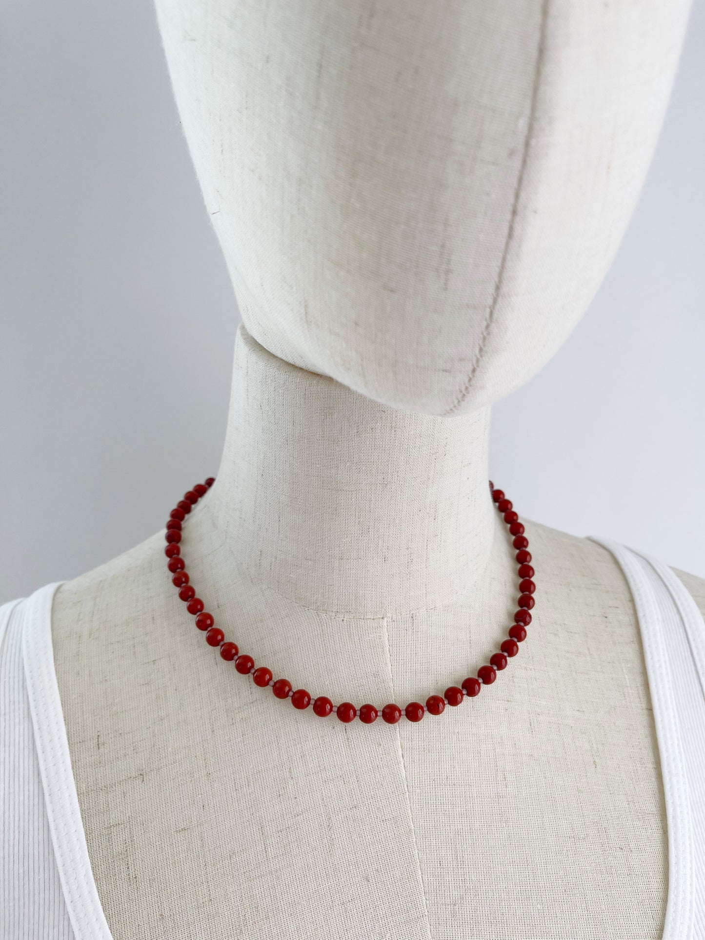 BA. Red Jasper necklace 6mm 18”