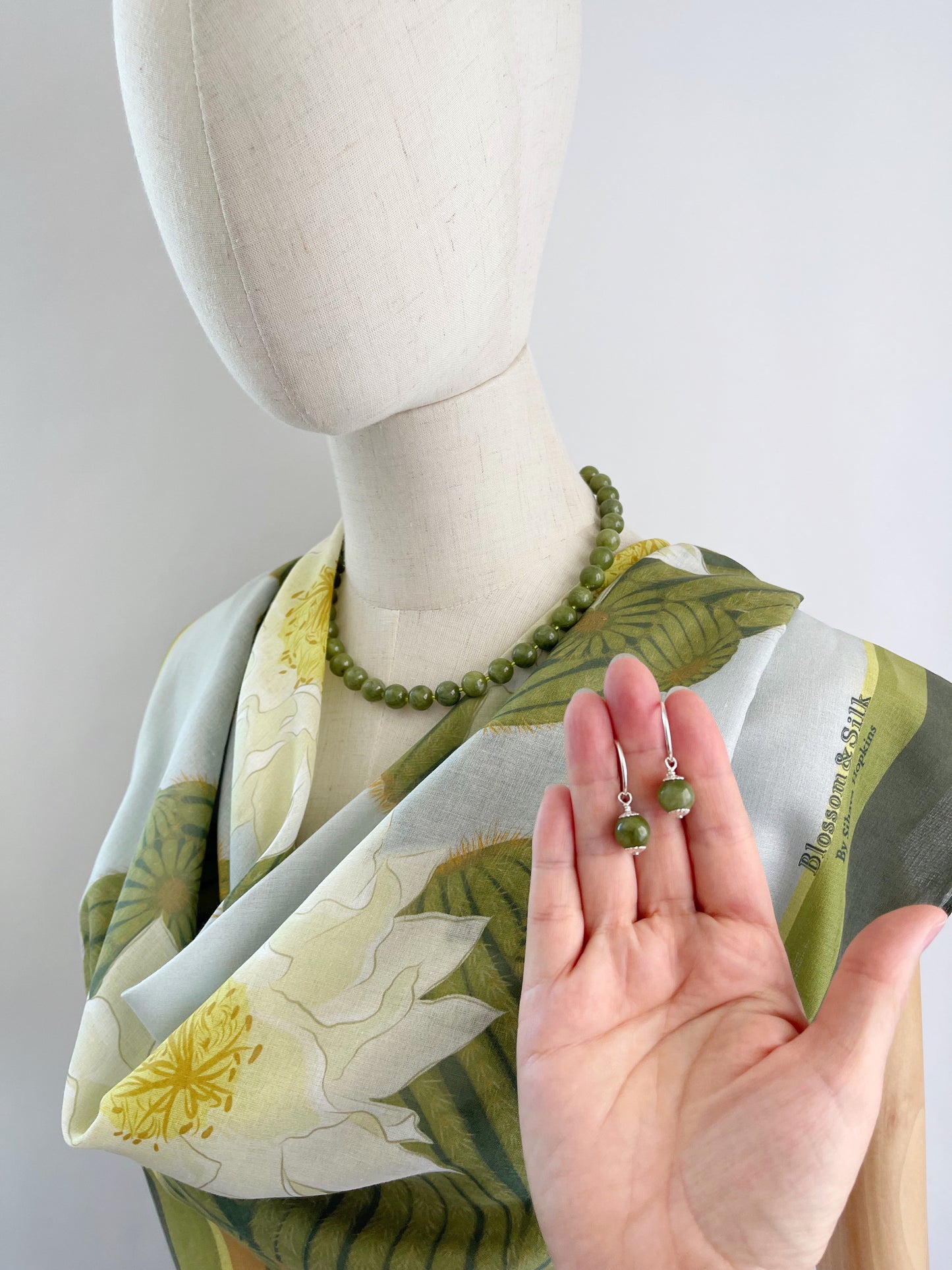 BB. Special Order Ivory Blooming Cactus 34” square Mulayam Cotton Scarf