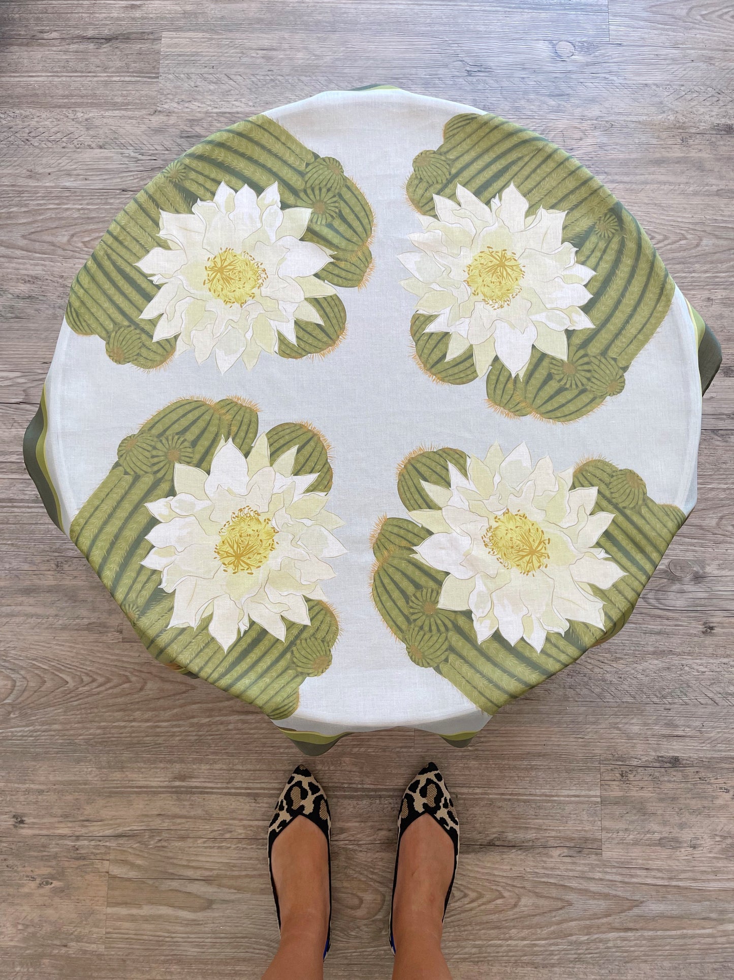 BB. Special Order Ivory Blooming Cactus 34” square Mulayam Cotton Scarf