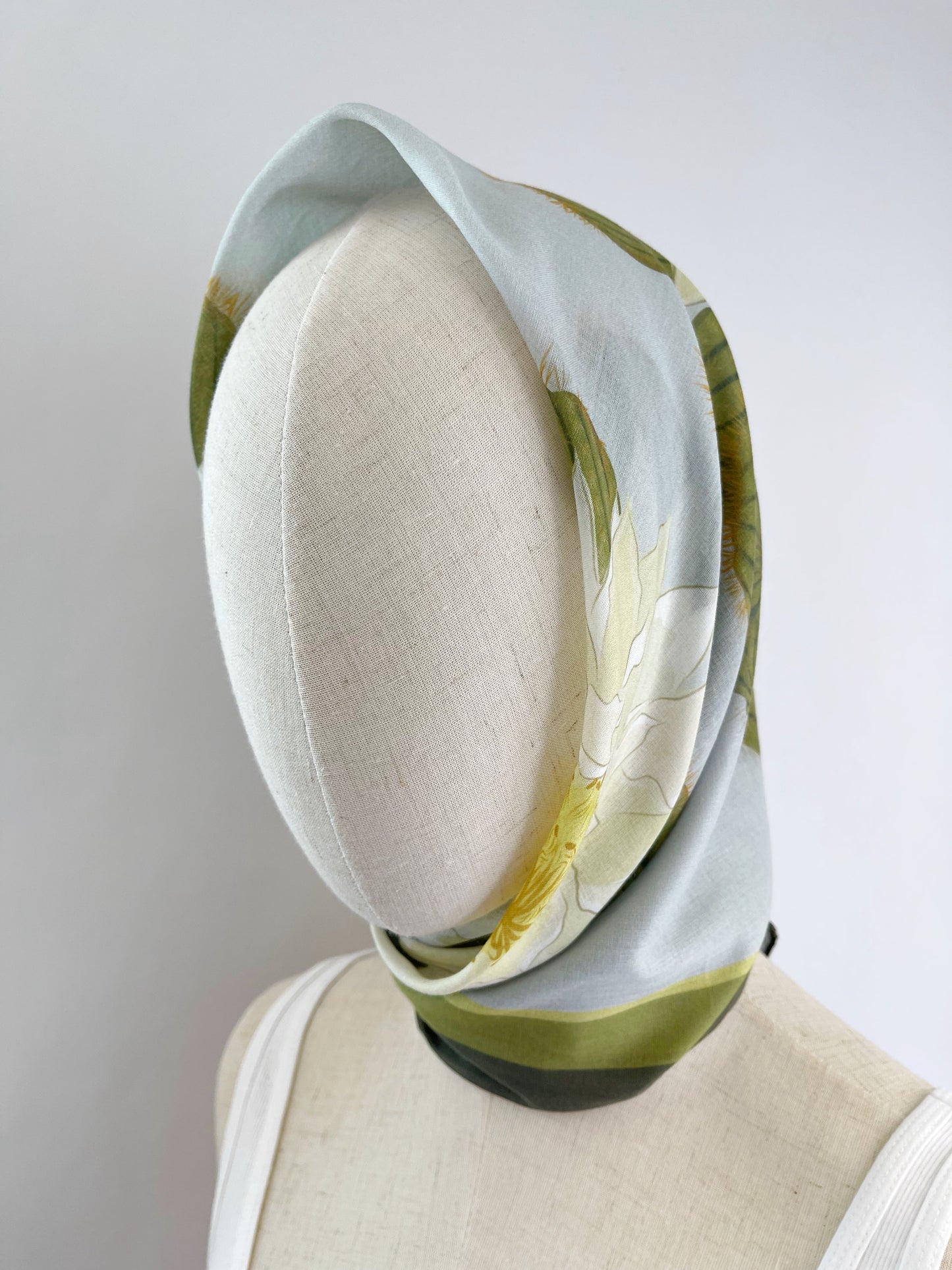 BB. Special Order Ivory Blooming Cactus 34” square Mulayam Cotton Scarf