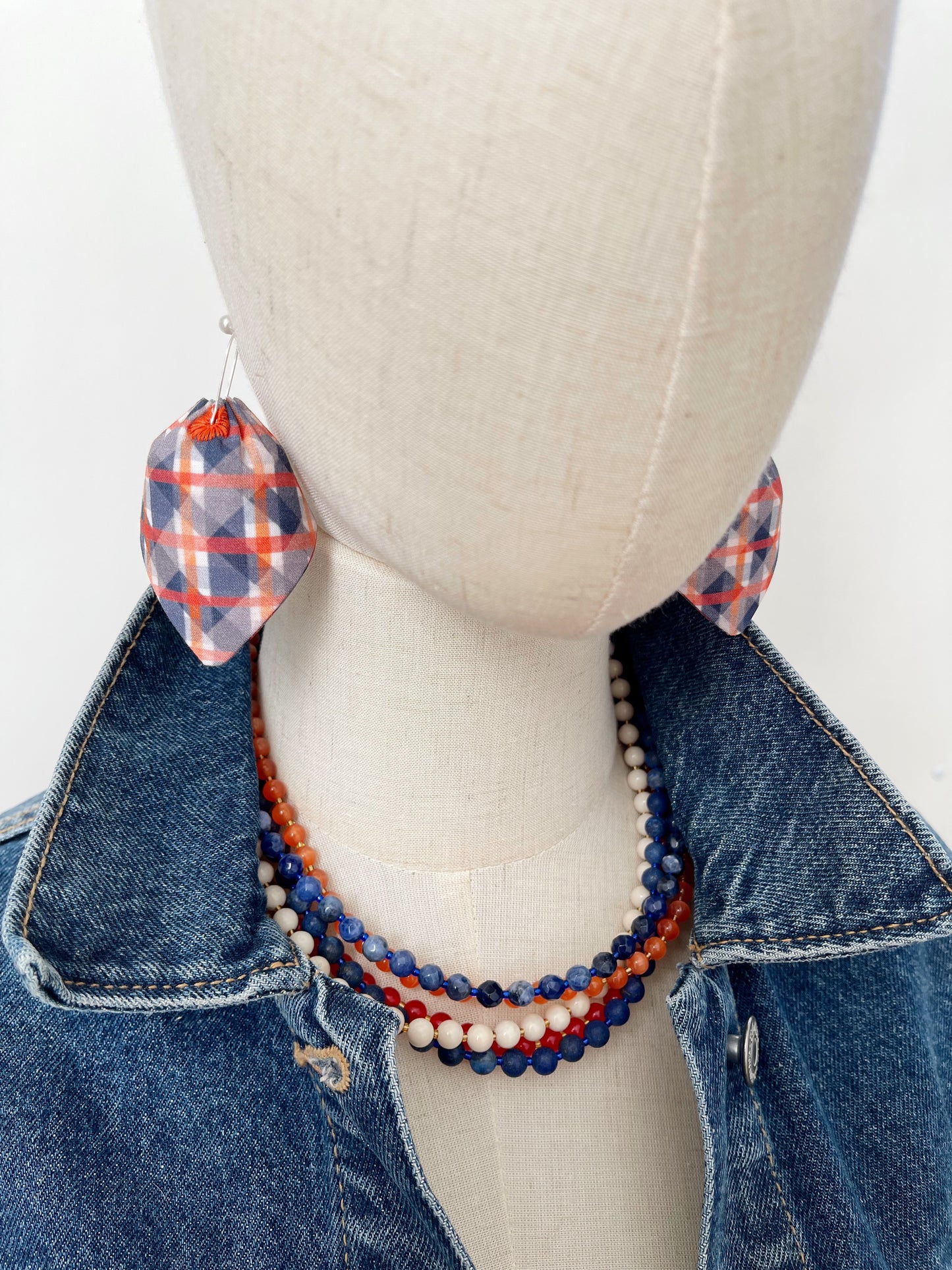 A. Necklaces that harmonize with my Blue Koi Pond & Blue Lattice Scarf & Earrings