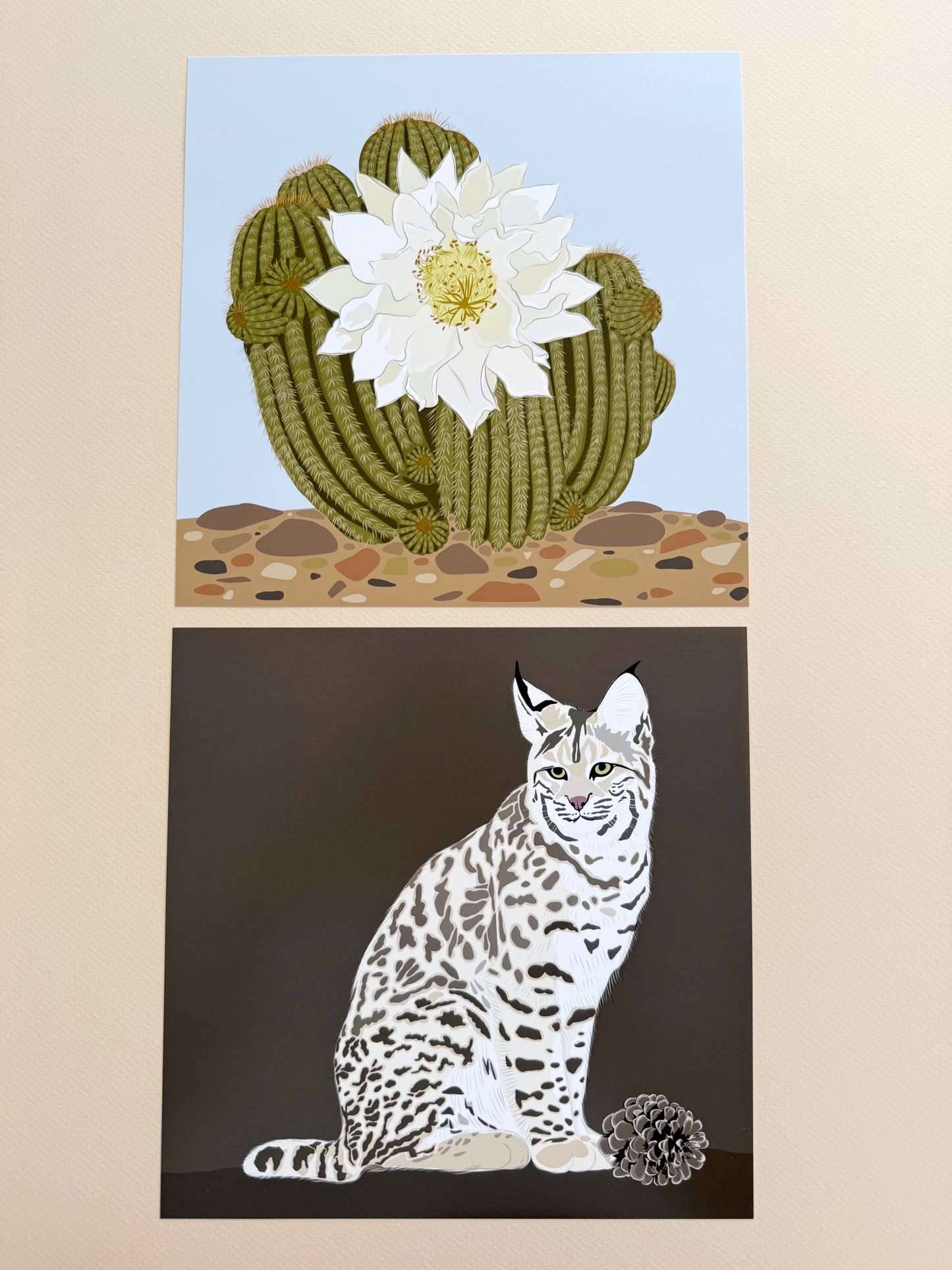 A. Ivory Blooming Cactus print