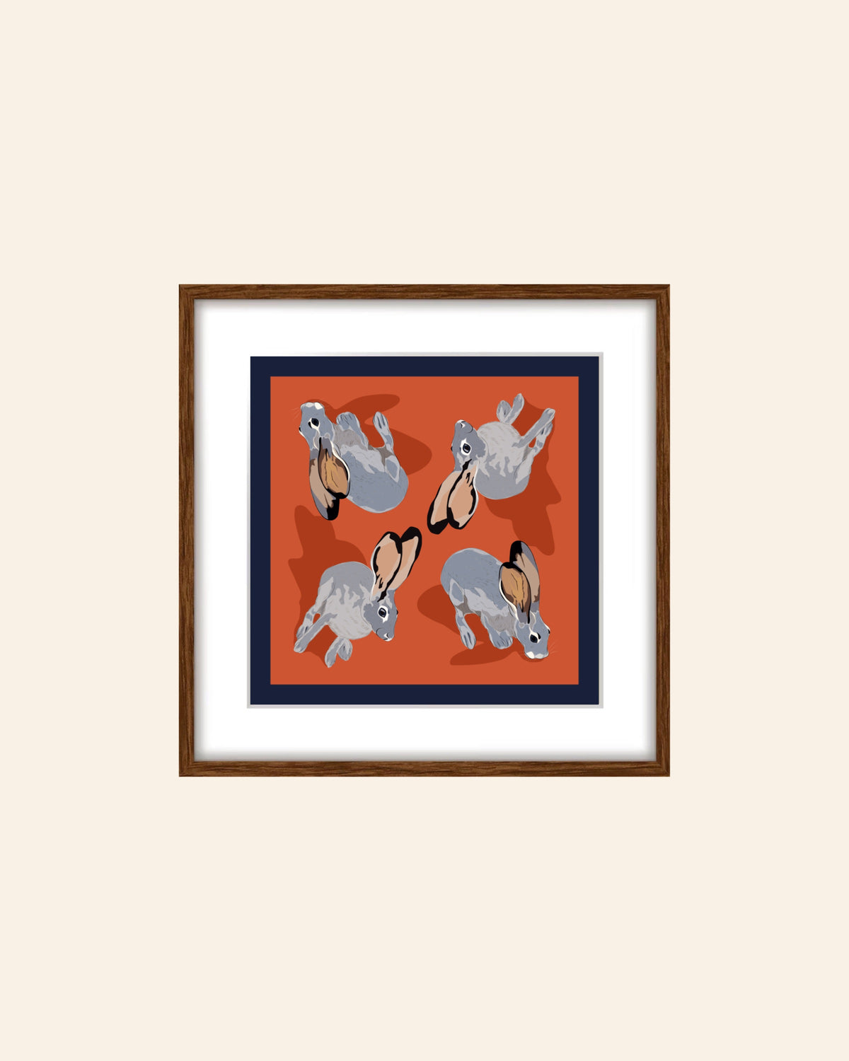 AE. Jackrabbits Four Corner Repeat on Orange Print