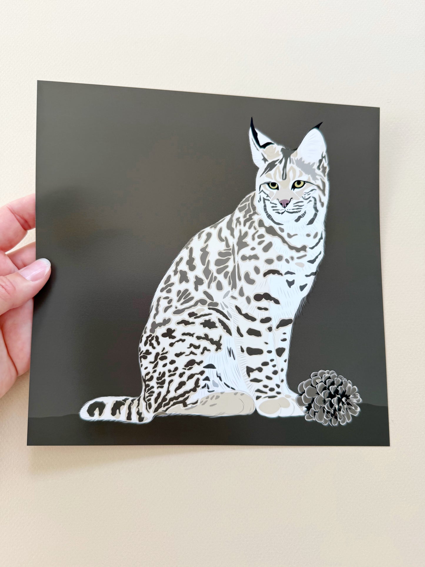 AF. Bobcat drawing Print on a brown background