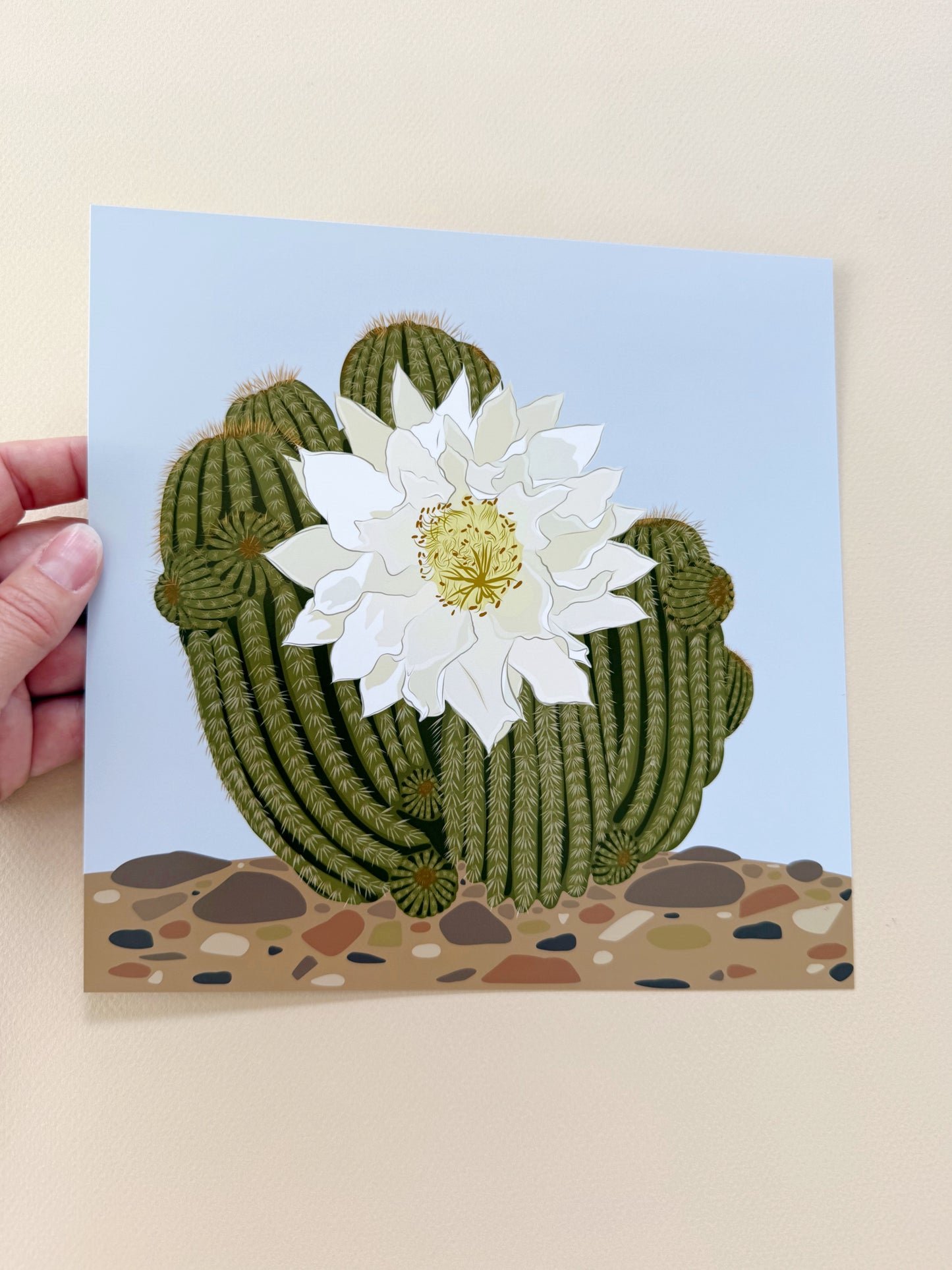 A. Ivory Blooming Cactus print