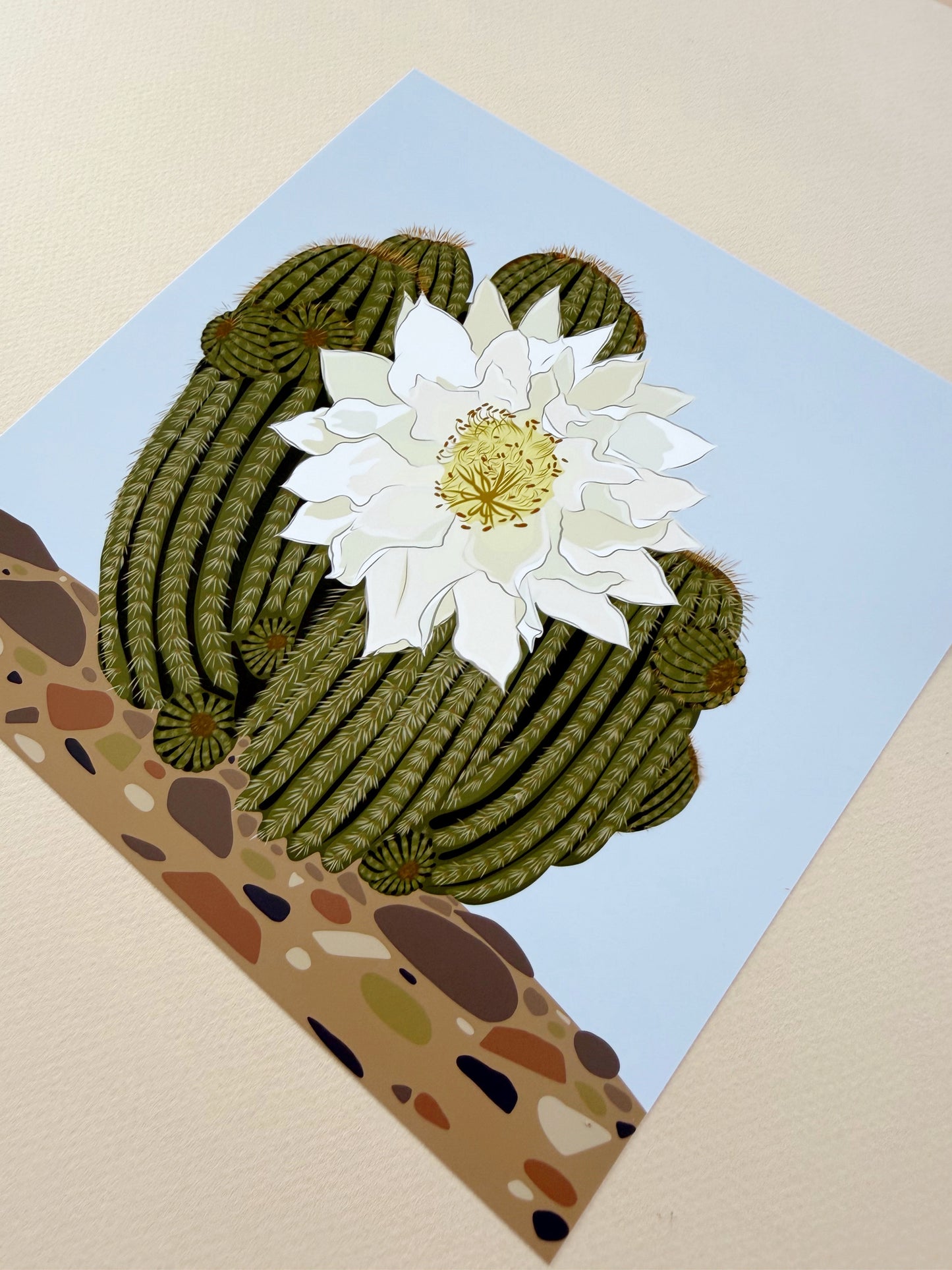 A. Ivory Blooming Cactus print