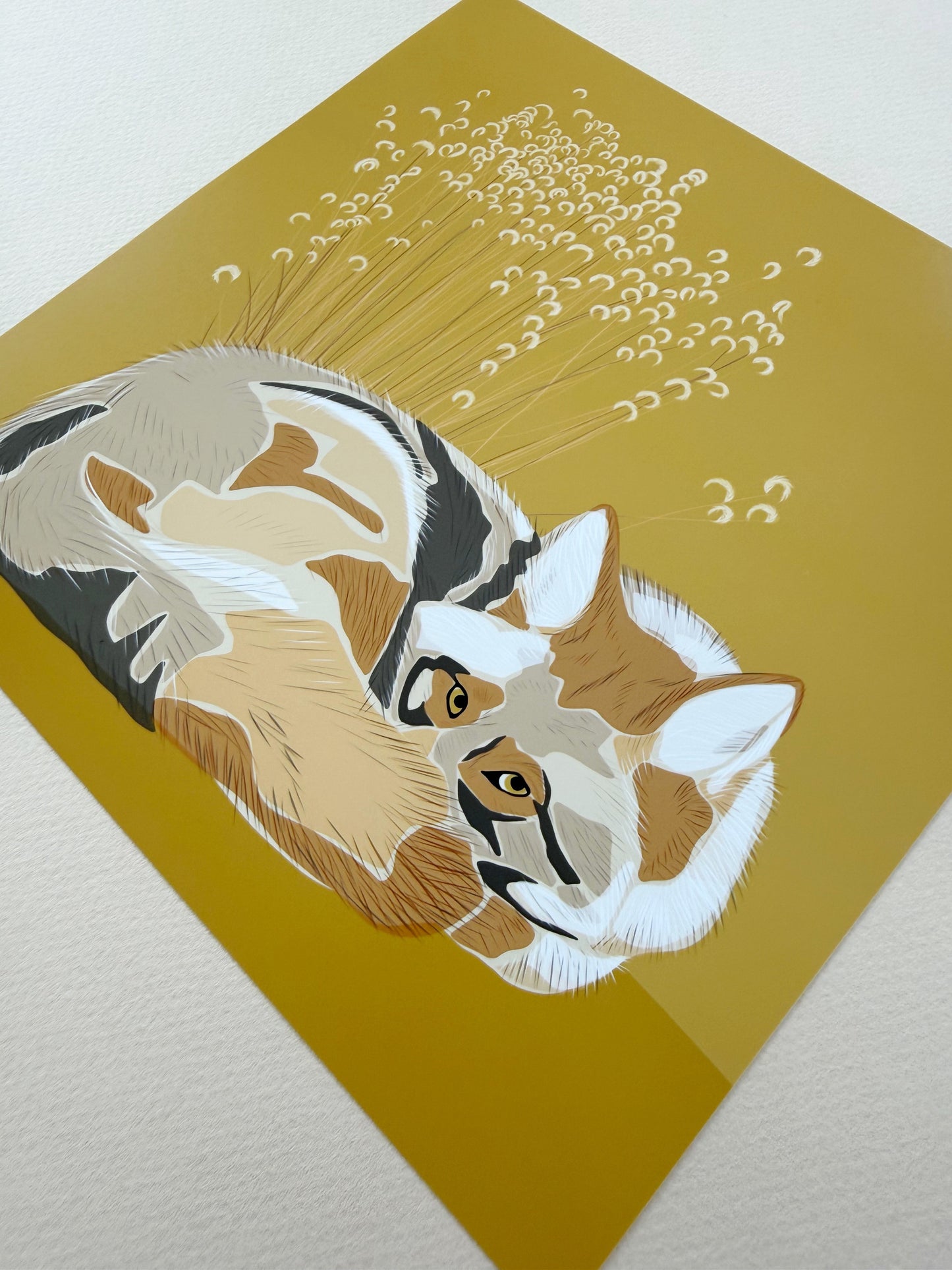 AG. Coyote with grasses print on a yellow background