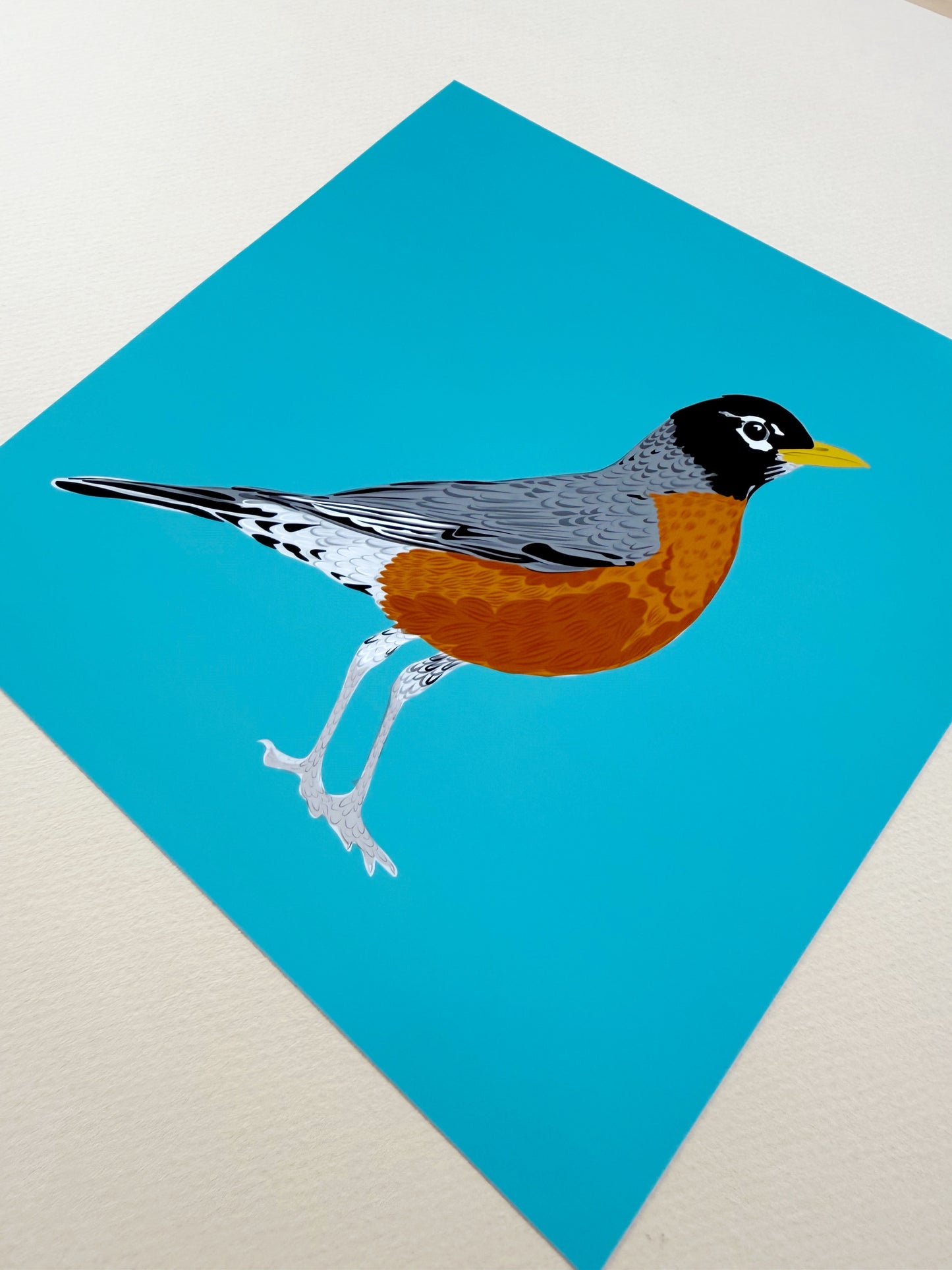 AJ. Robin on Turquoise Print