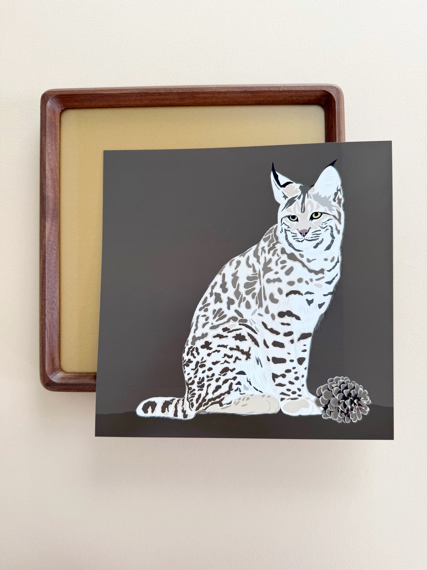 AF. Bobcat drawing Print on a brown background