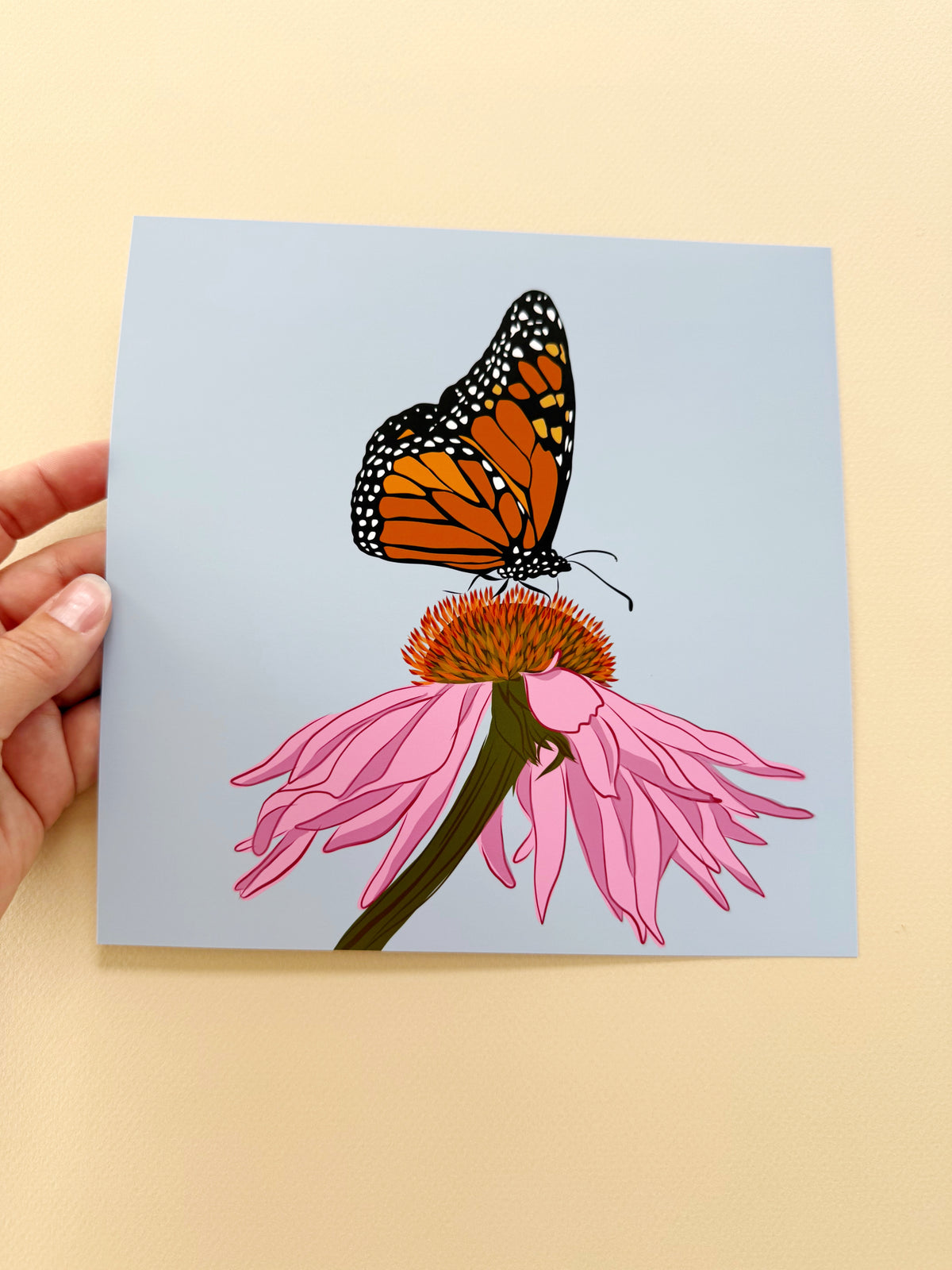 AE. Monarch Butterfly on Pink Echinacea Print
