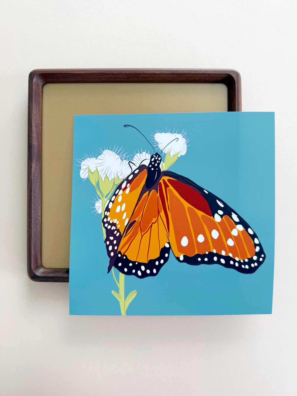 AE. Monarch Butterfly Teal Background Print