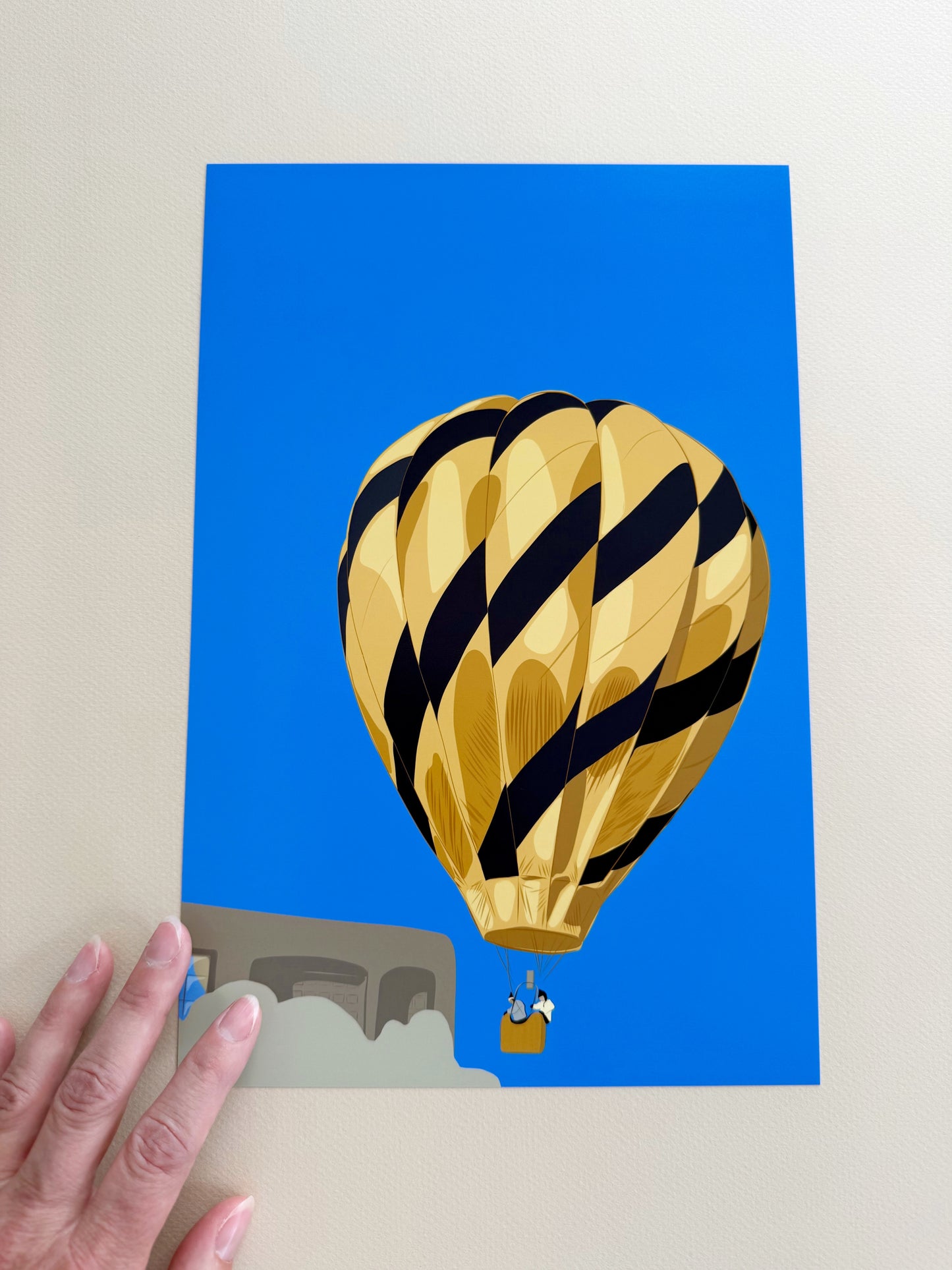 AD. Black & Gold Hot Air Balloon Print