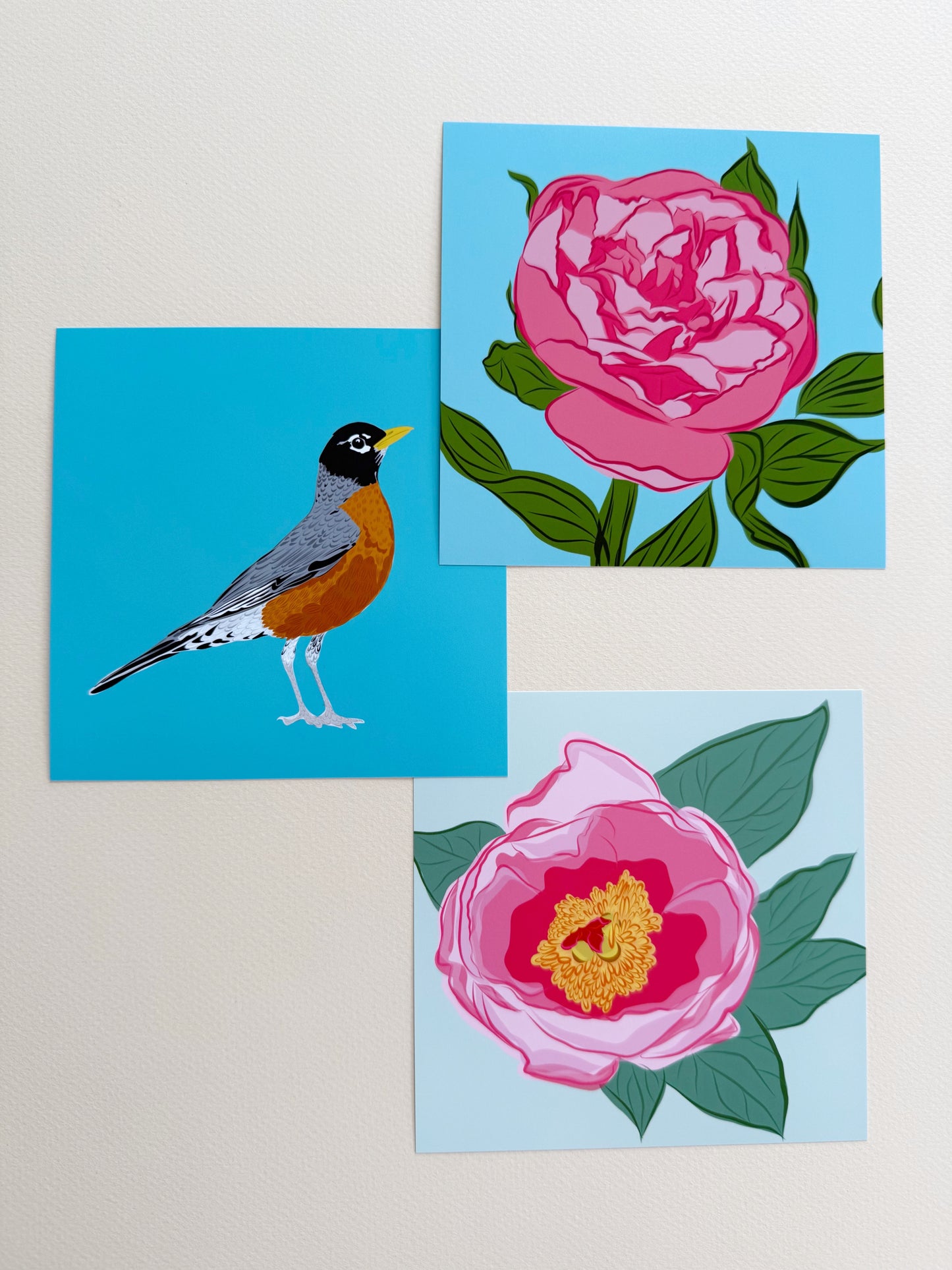 AJ. Robin on Turquoise Print