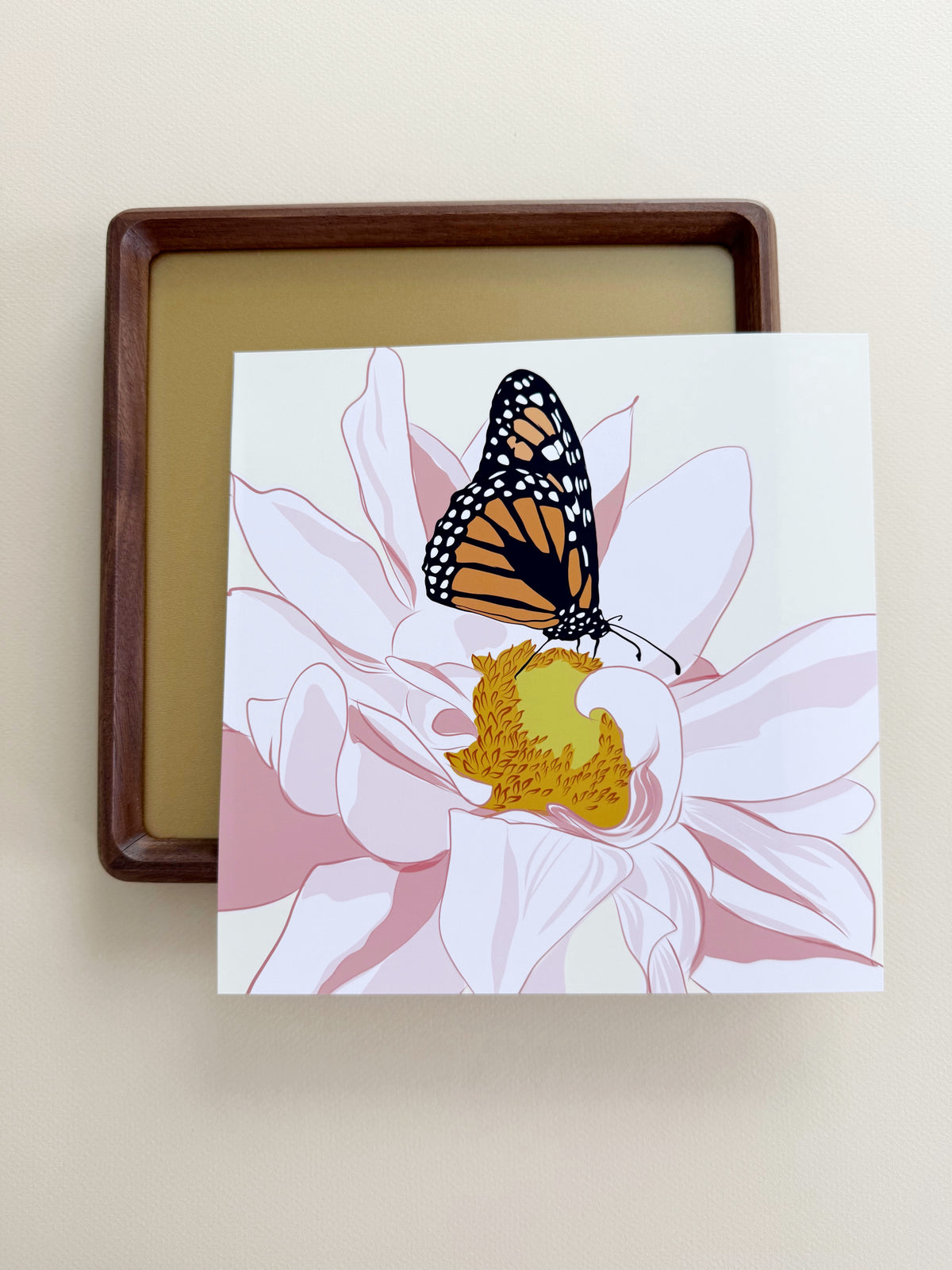 AE. Monarch Butterfly on a Pink Dahlia Print