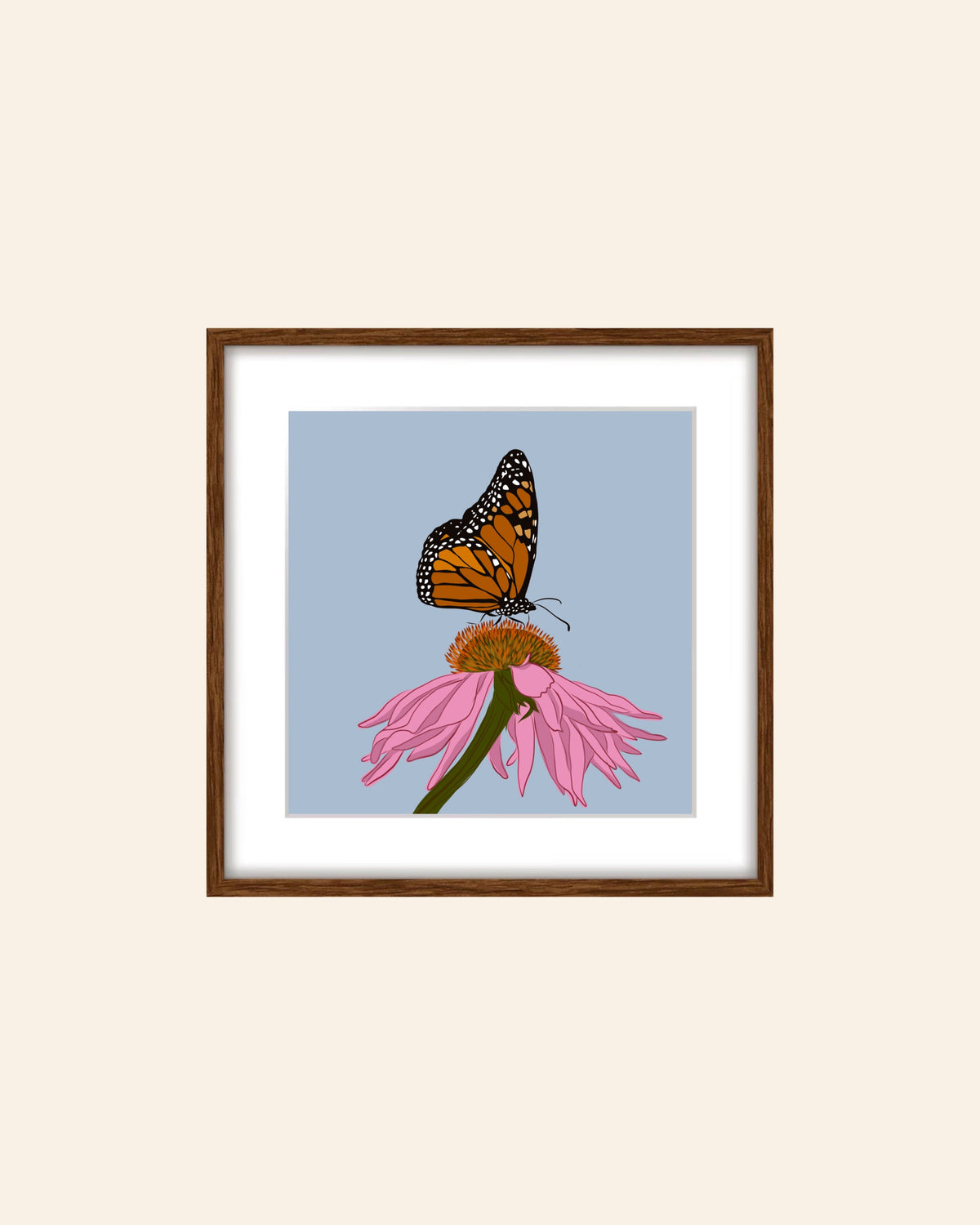 AE. Monarch Butterfly on Pink Echinacea Print