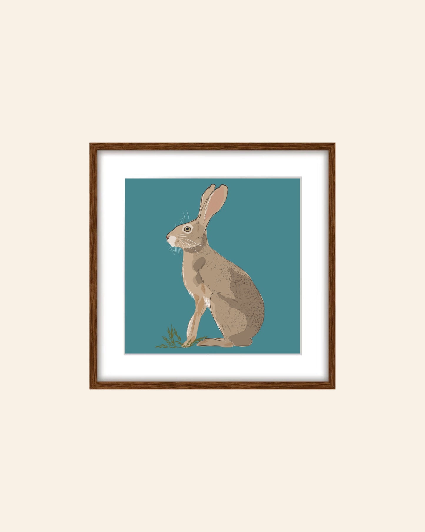 AE. Jackrabbit on turquoise background print