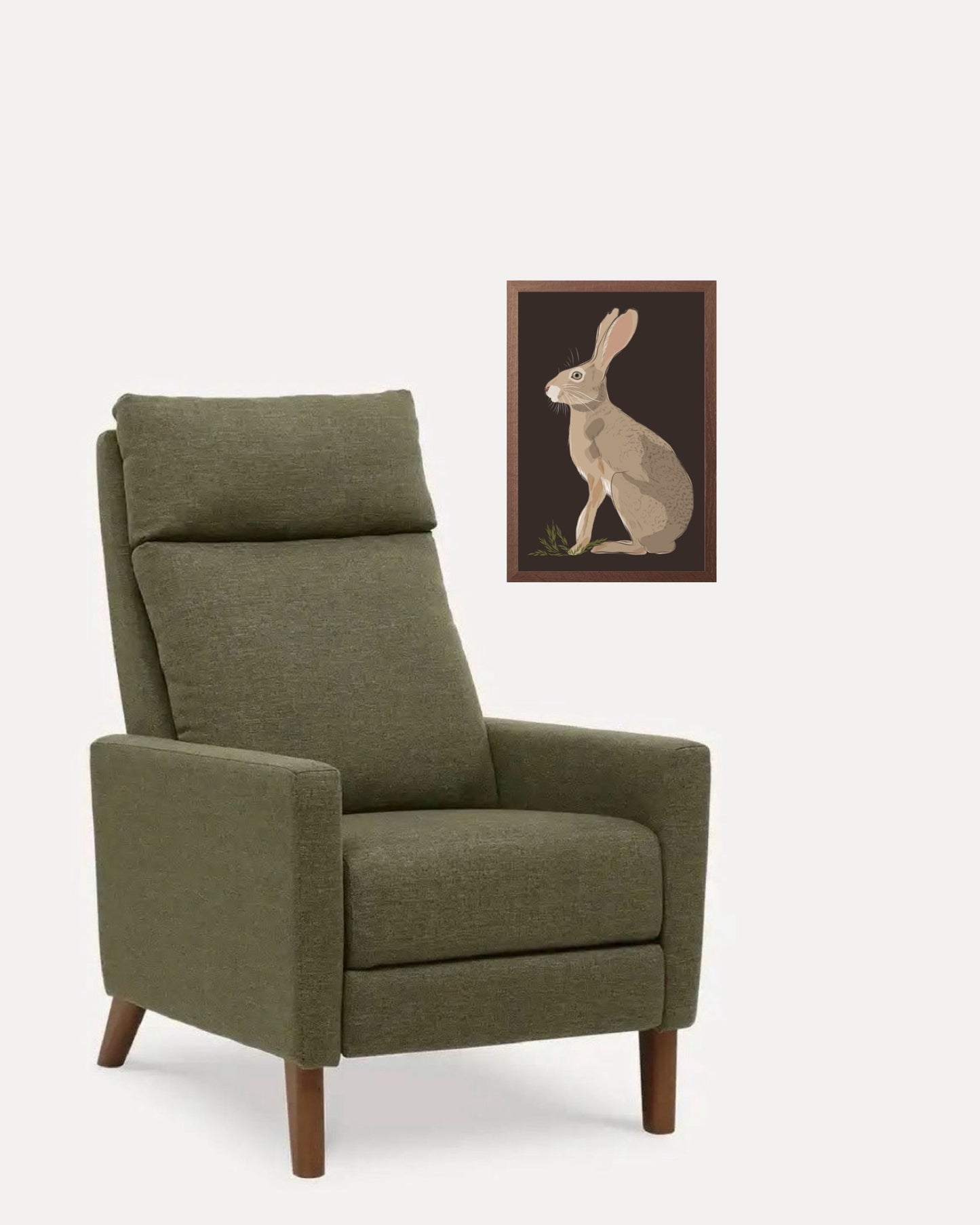 AE. Jackrabbit on Dark Chocolate Brown Background Print