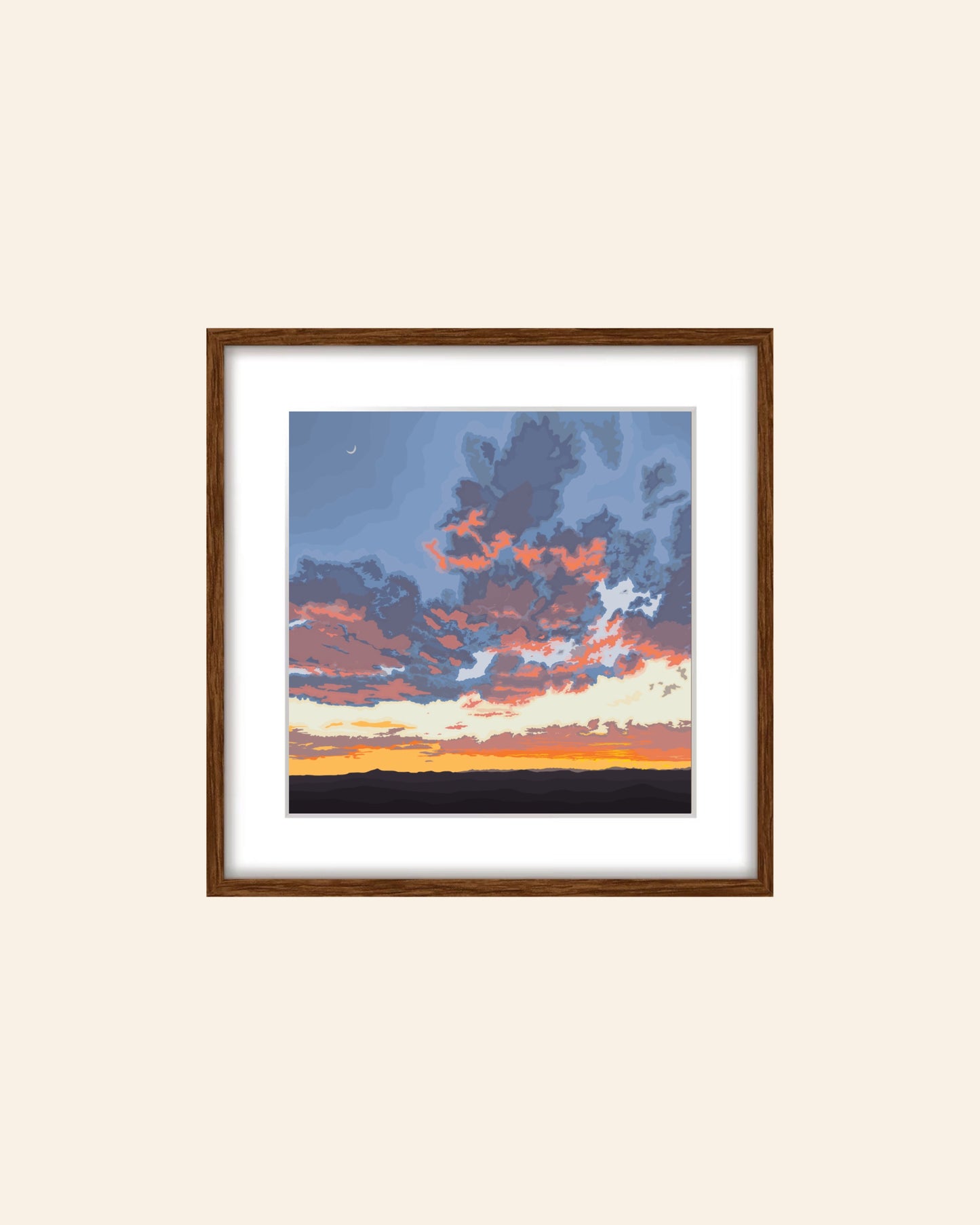 AC. Print of my Santa Fe Sunset drawing no border