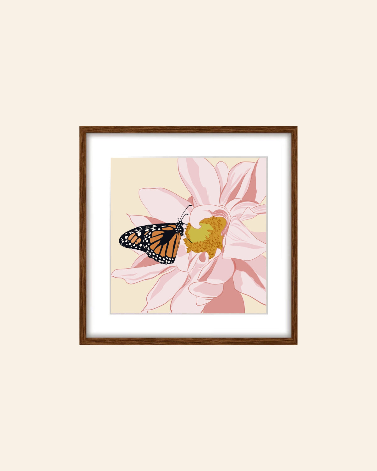 AE. Monarch Butterfly on a Pink Dahlia Print