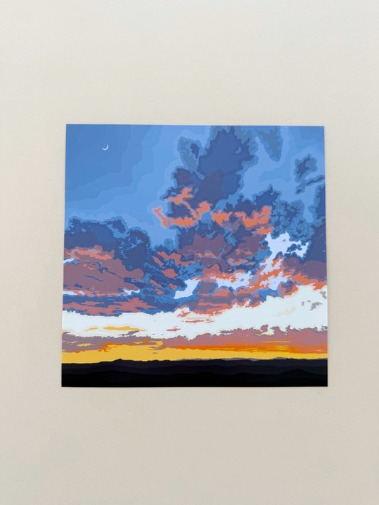 AC. Print of my Santa Fe Sunset drawing no border