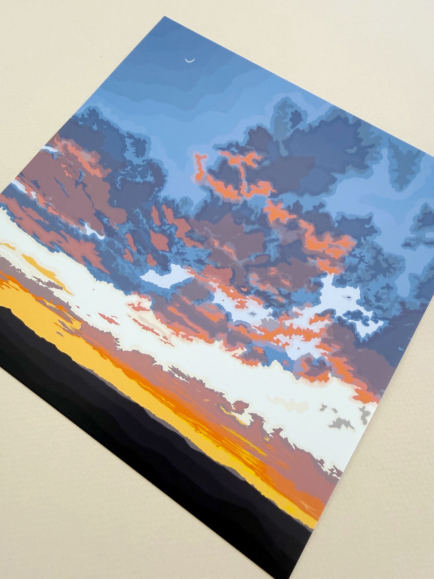 AC. Print of my Santa Fe Sunset drawing no border