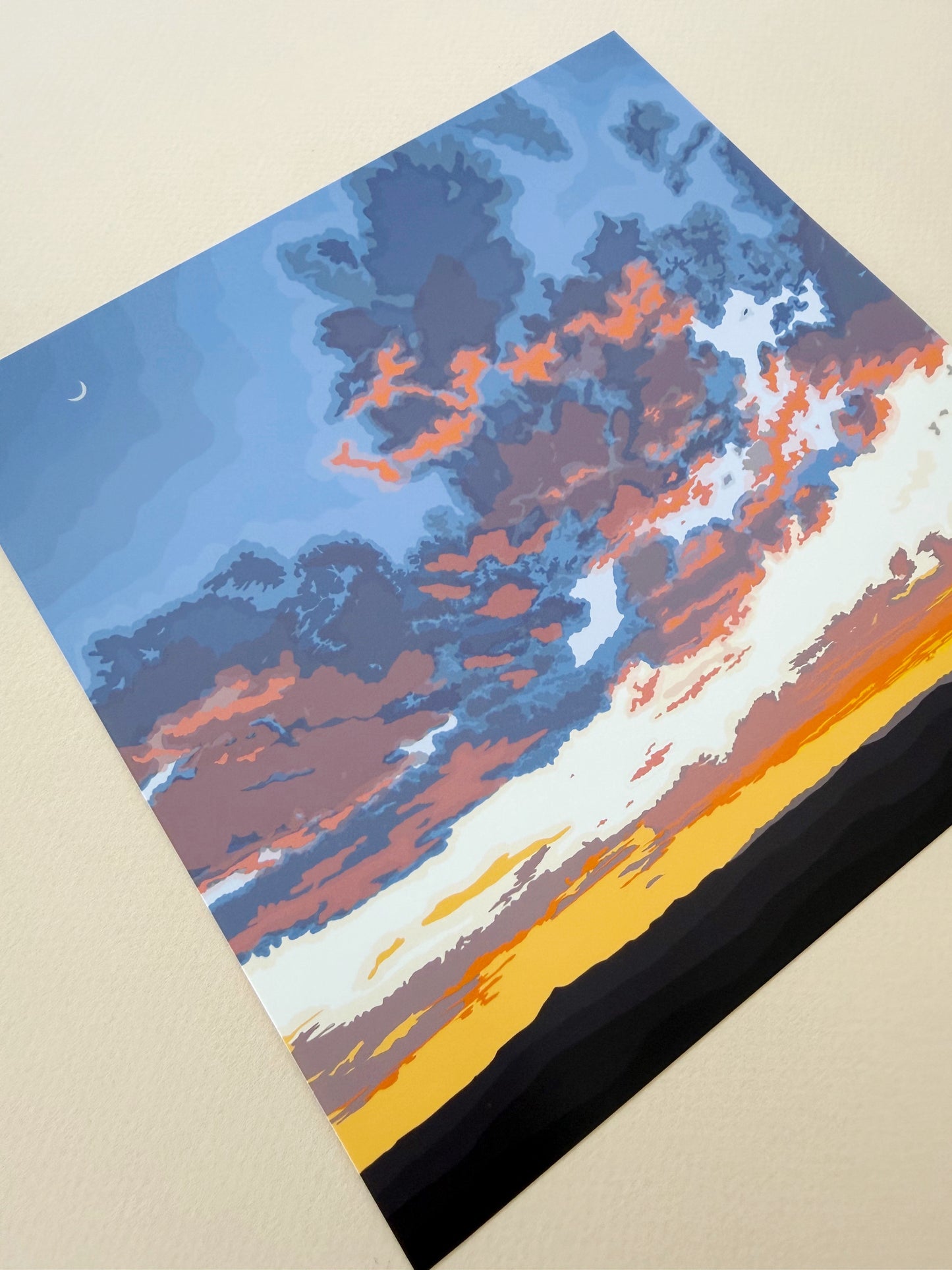 AC. Print of my Santa Fe Sunset drawing no border