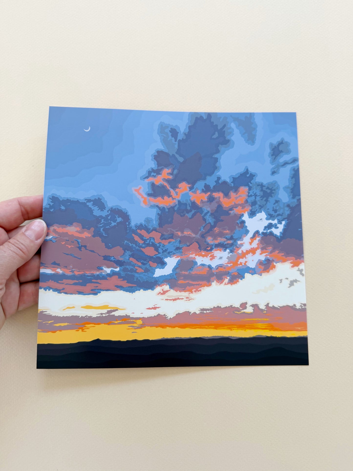 AC. Print of my Santa Fe Sunset drawing no border