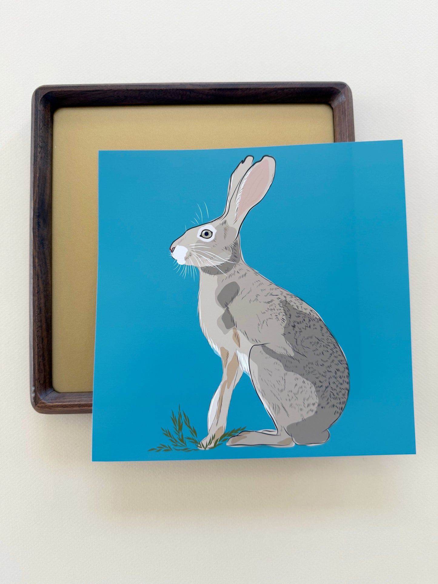 AE. Jackrabbit on turquoise background print