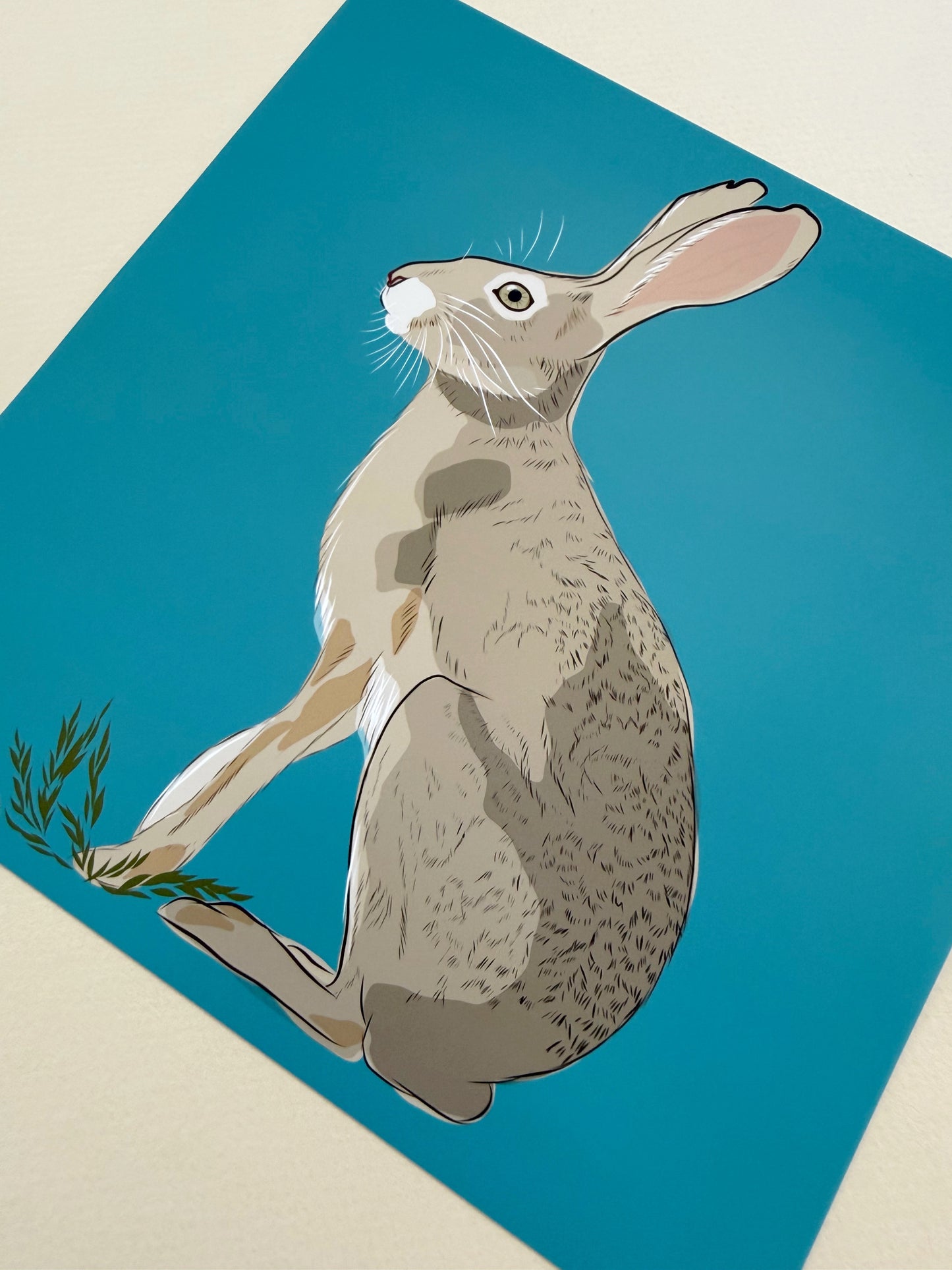 AE. Jackrabbit on turquoise background print