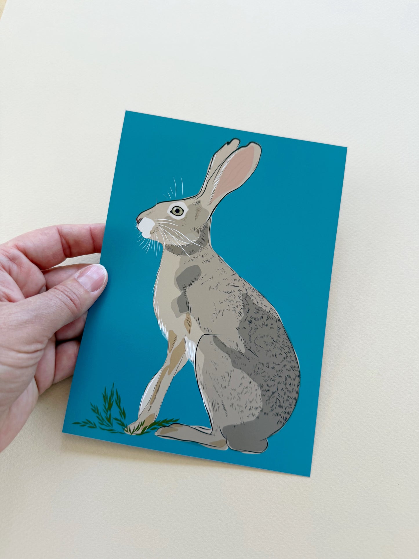 AE. Jackrabbit on turquoise background print