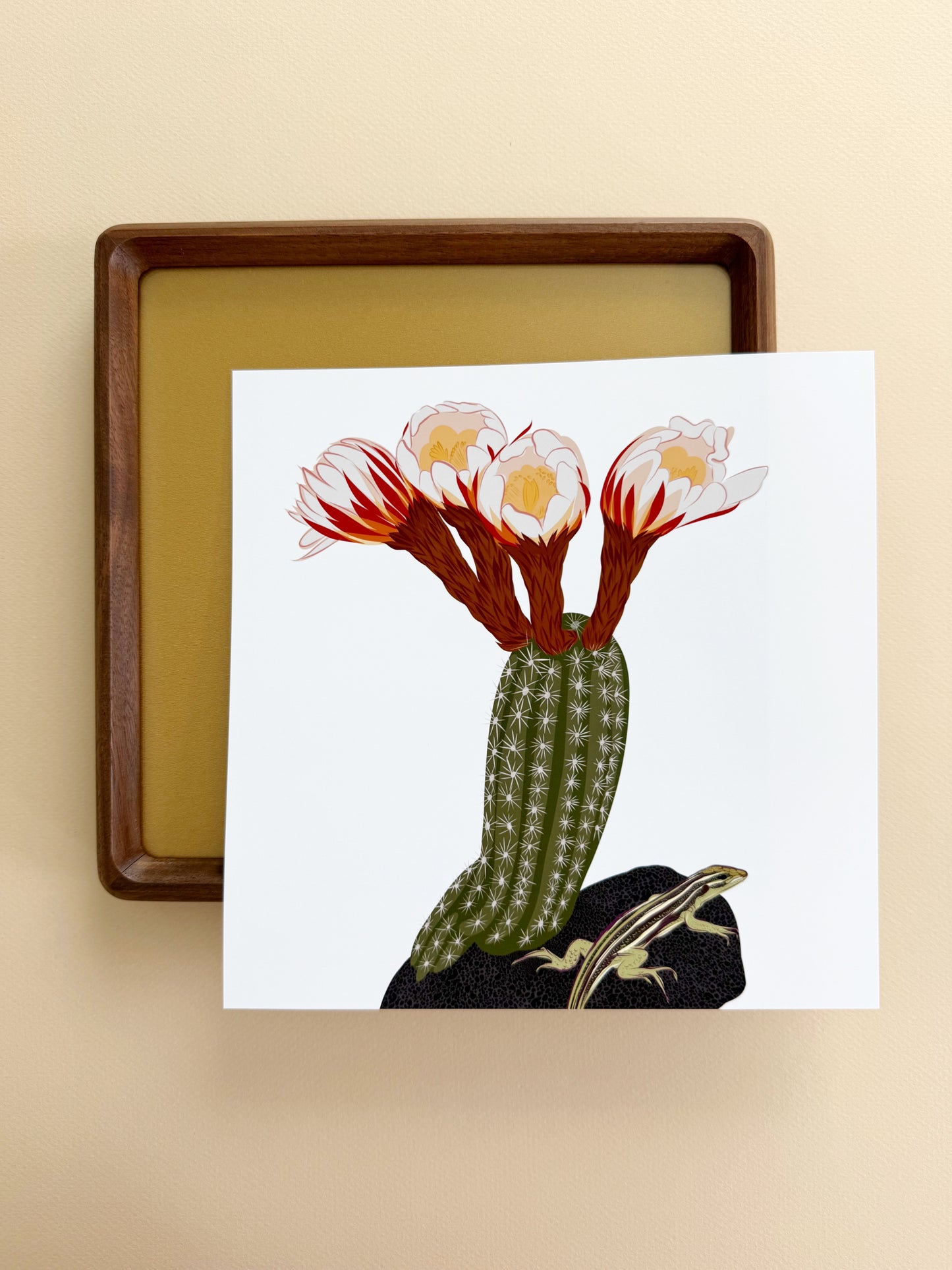 A. Blooming Cacti with Whiptail lizard