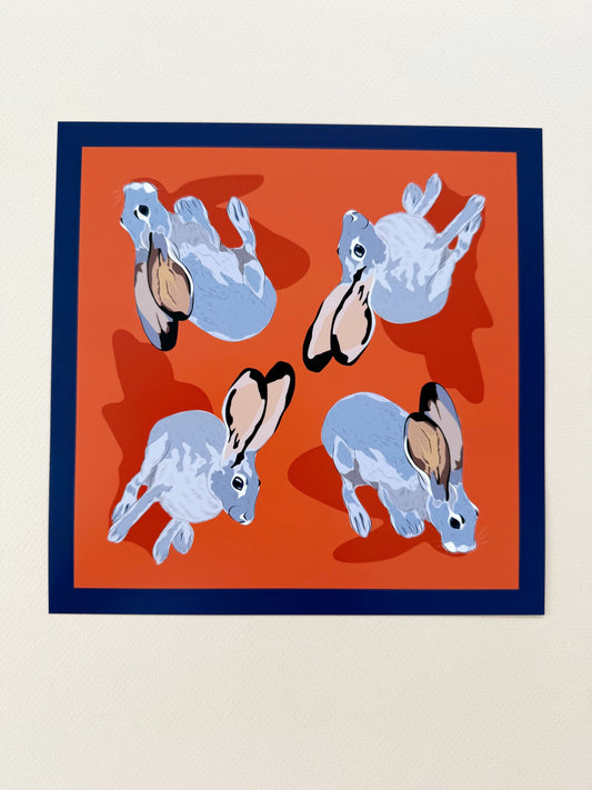 AE. Jackrabbits Four Corner Repeat on Orange Print