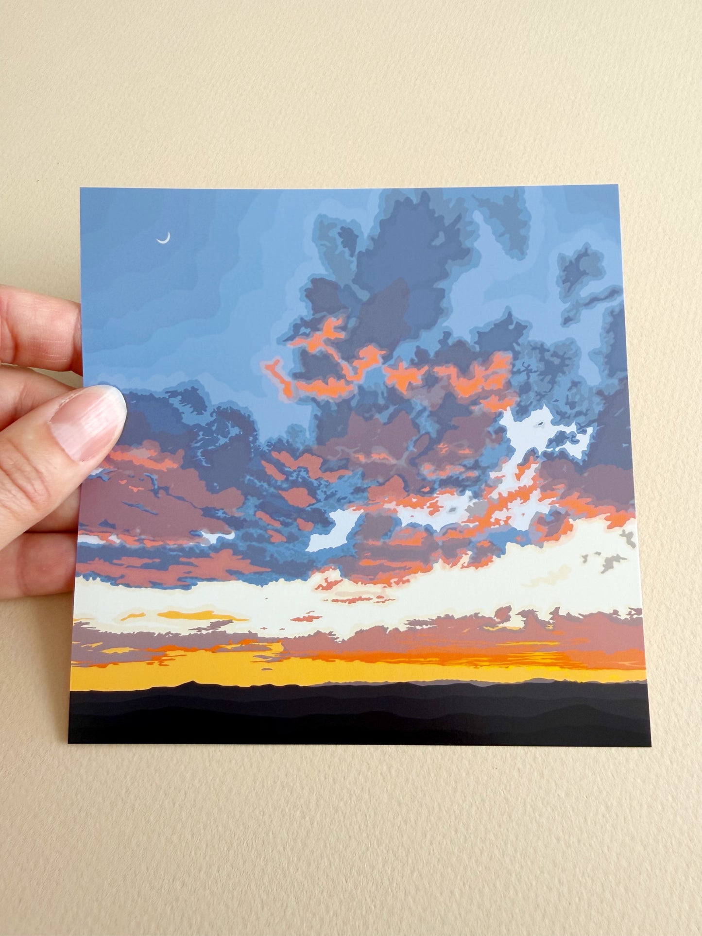 A. Print of my Santa Fe Sunset drawing with border