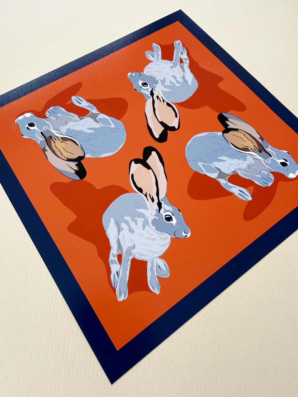 AE. Jackrabbits Four Corner Repeat on Orange Print