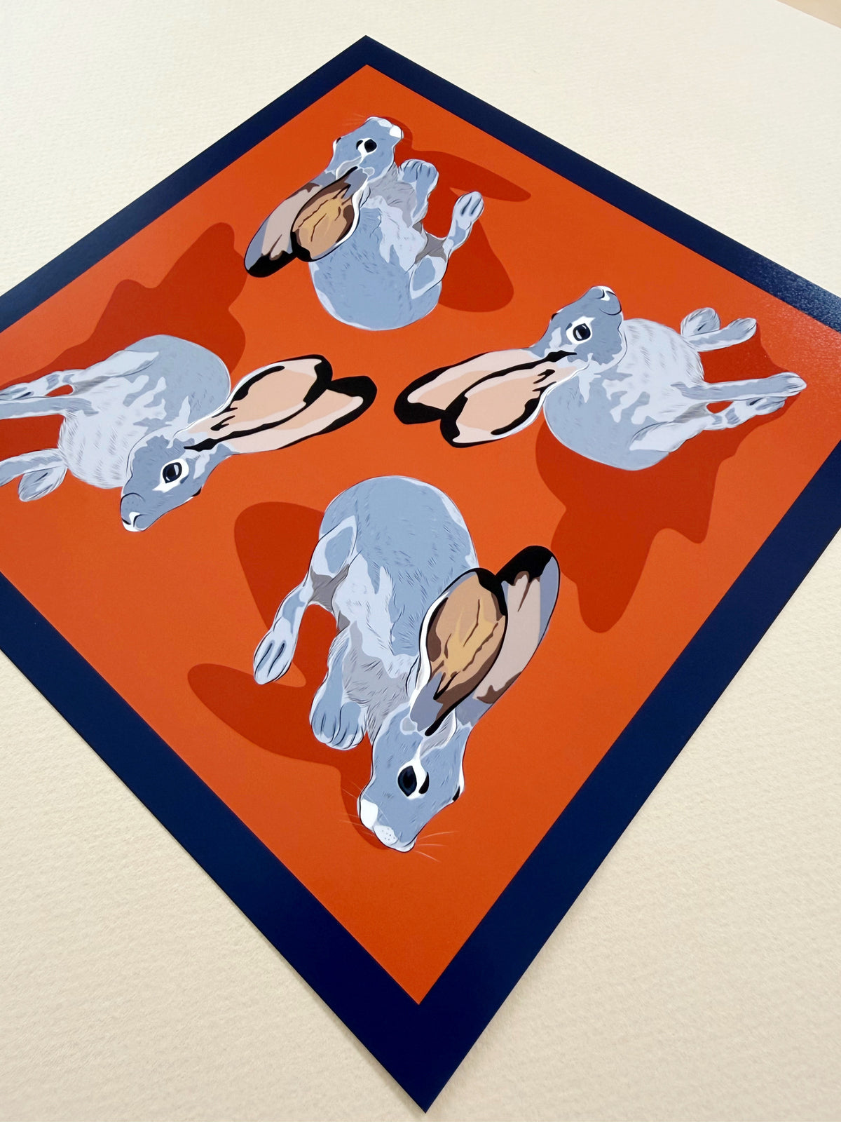 AE. Jackrabbits Four Corner Repeat on Orange Print