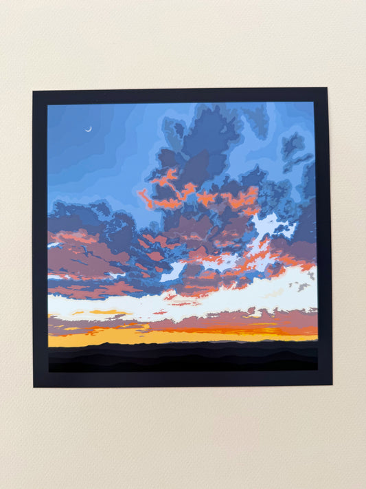 A. Print of my Santa Fe Sunset drawing with border