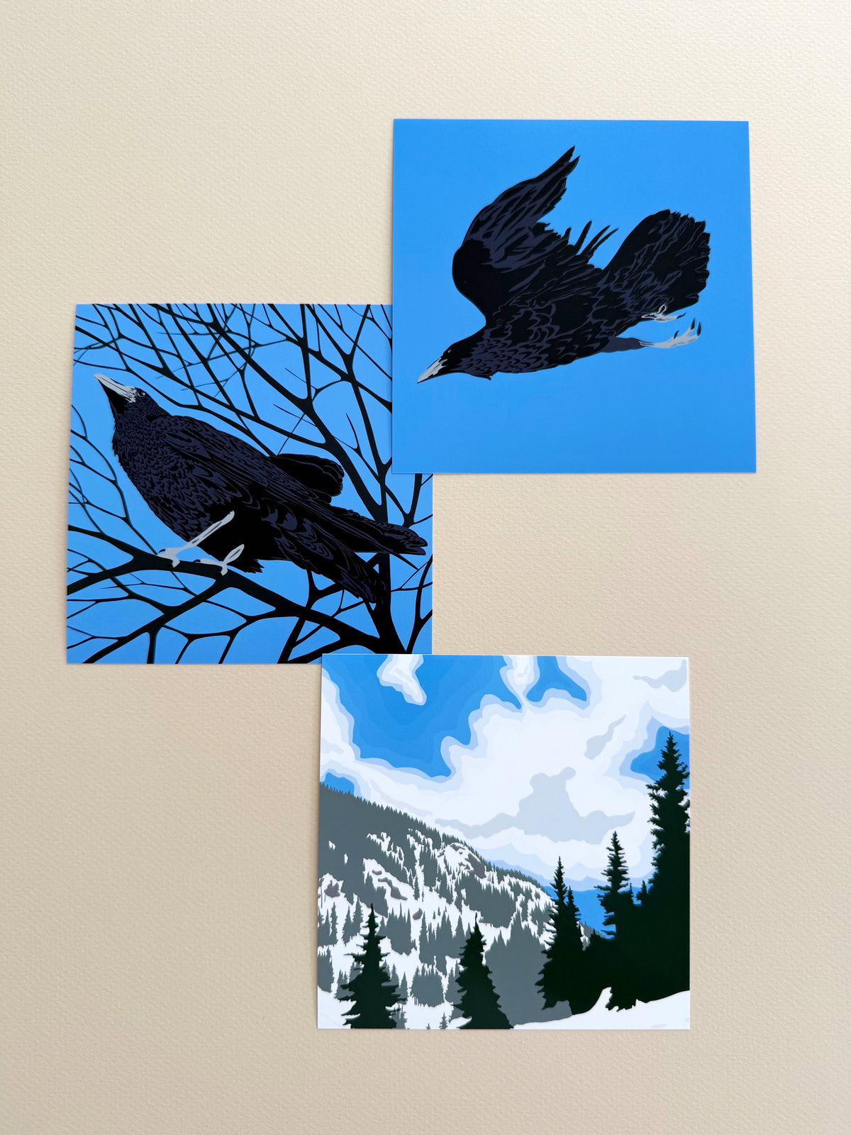 AB. Raven in Tree Branches print