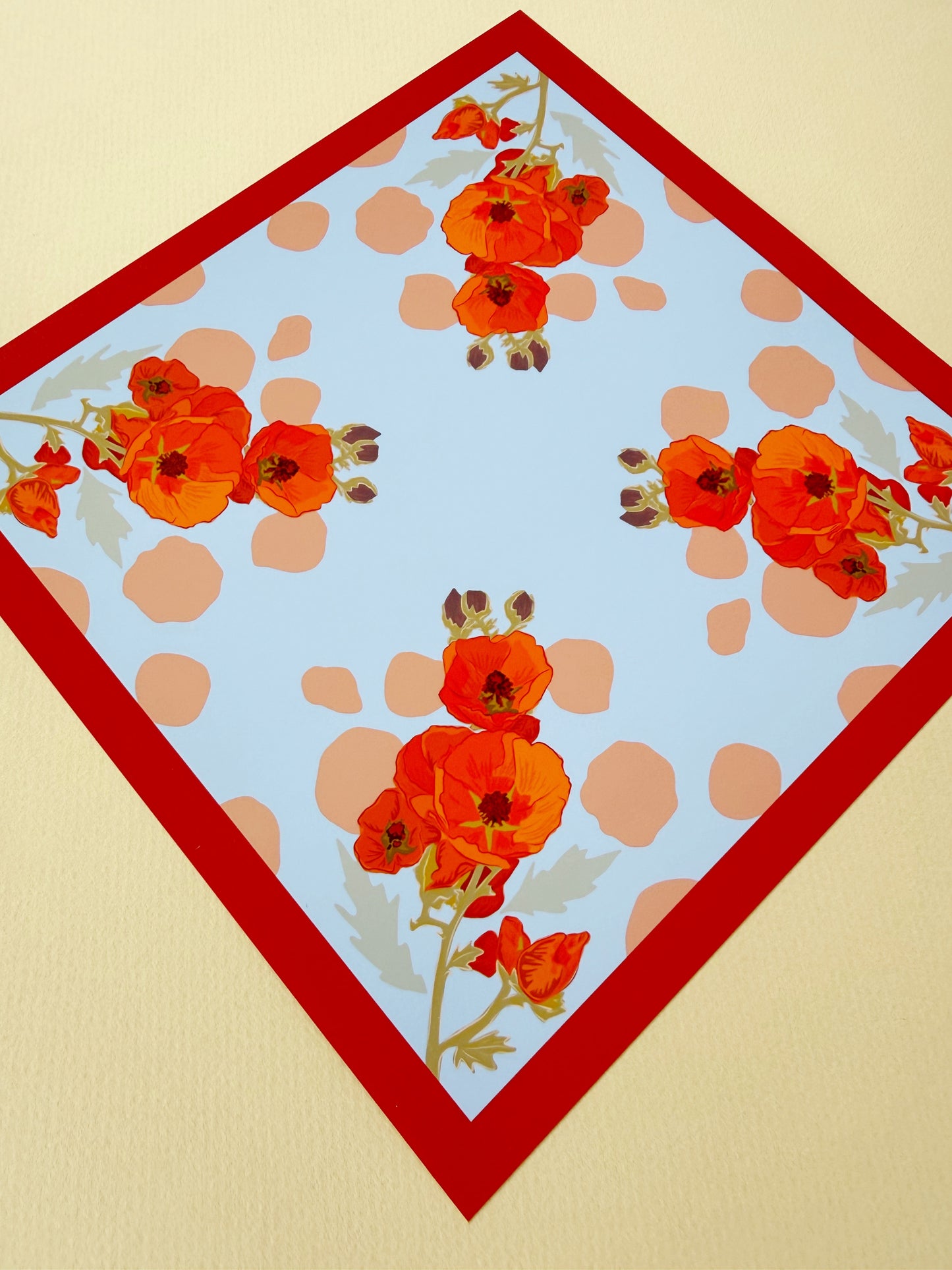 AK. Apricot Globe Mallow four corner repeat