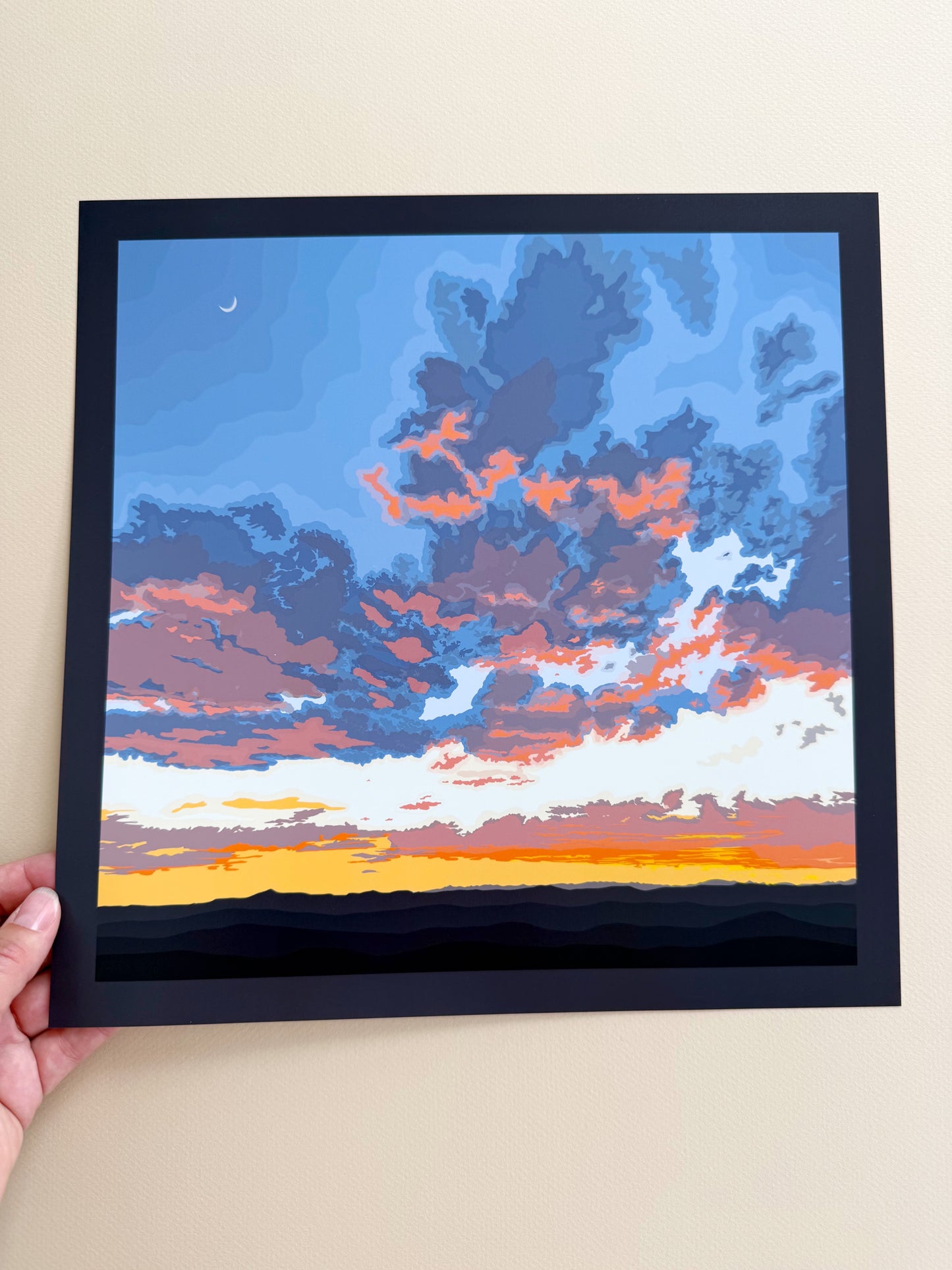 A. Print of my Santa Fe Sunset drawing with border