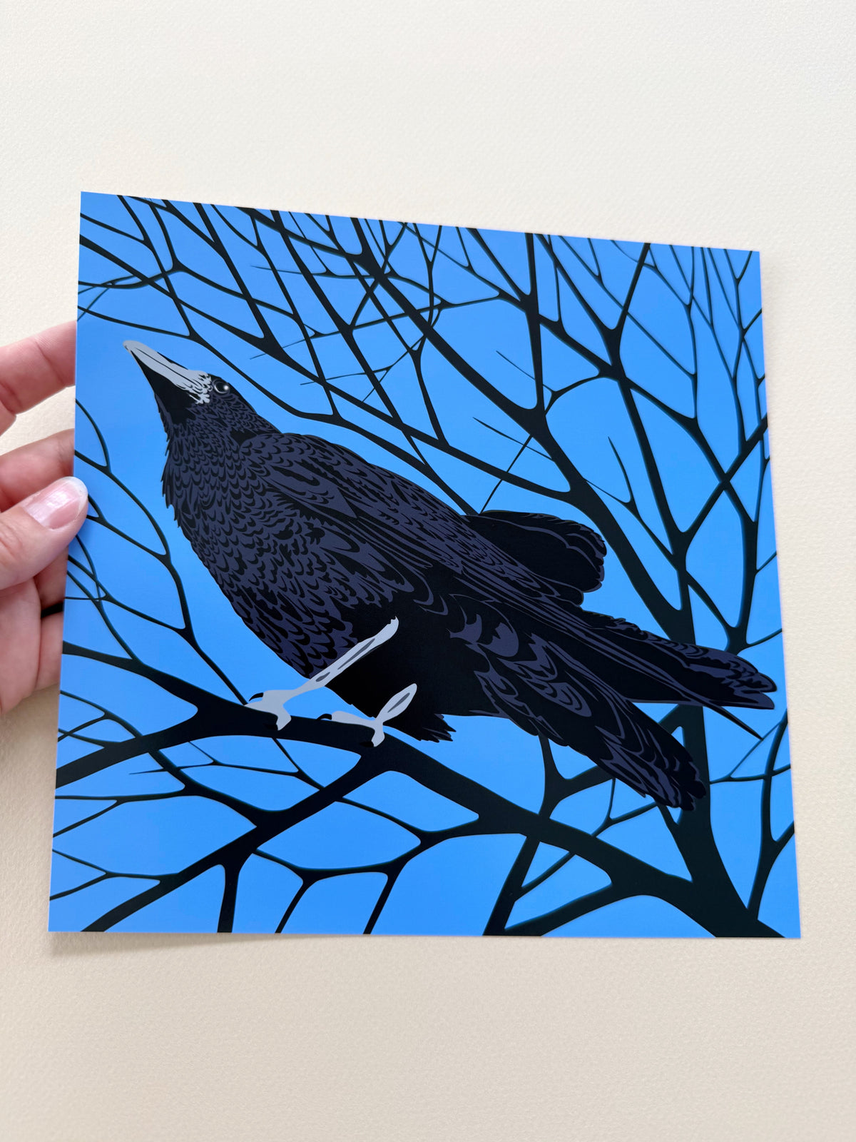 AB. Raven in Tree Branches print