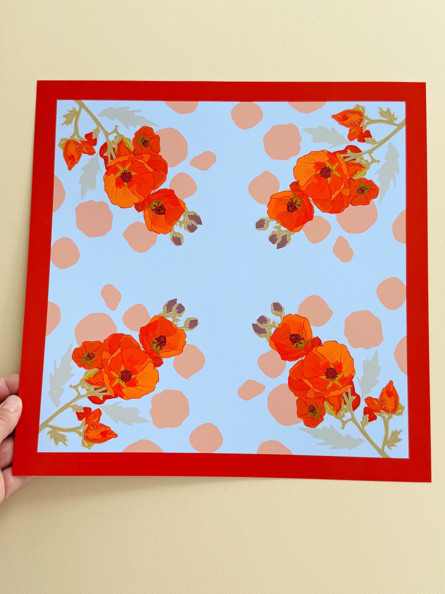 AK. Apricot Globe Mallow four corner repeat