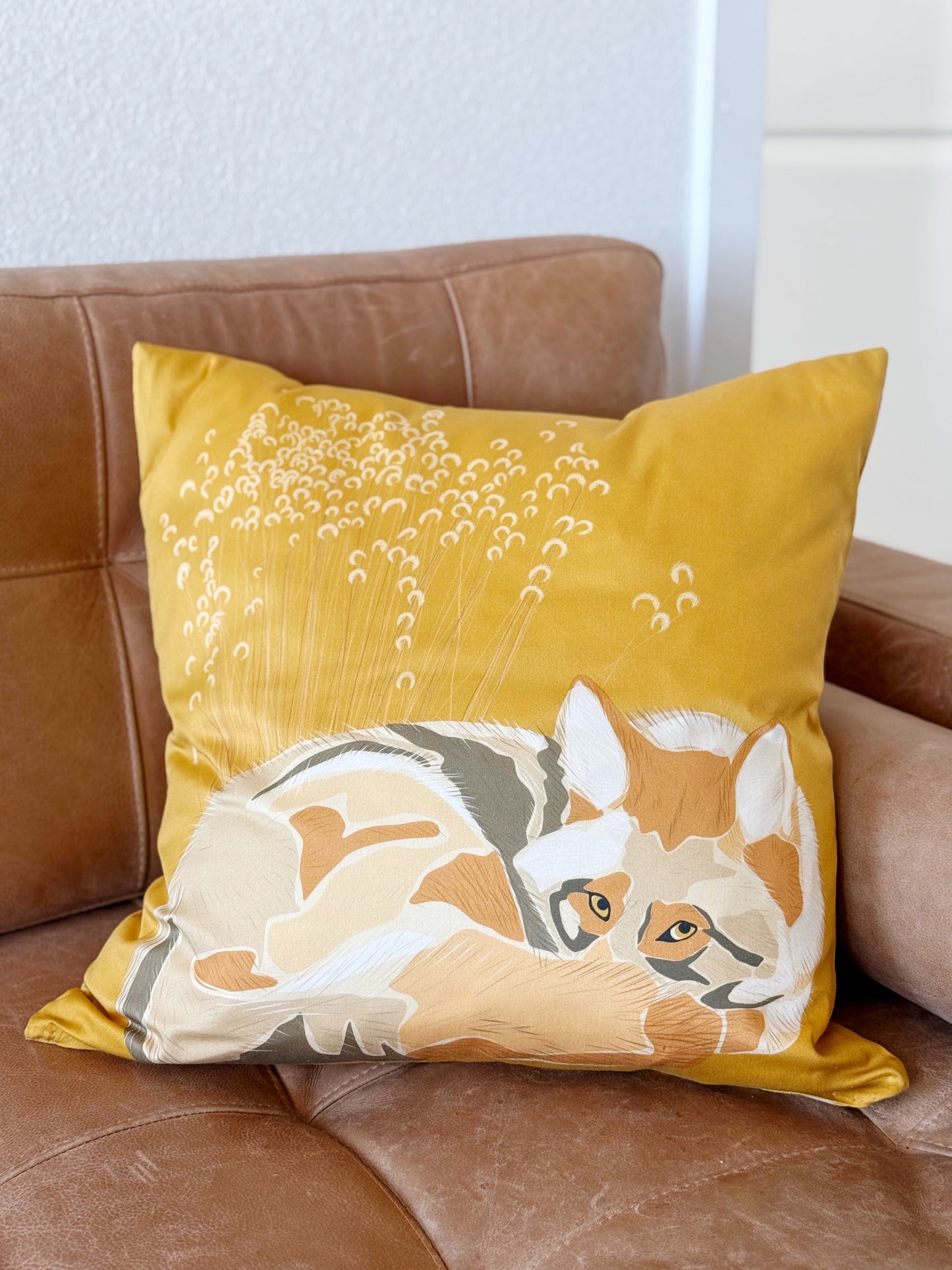 AK. Coyote 20” Throw Pillow Yellow