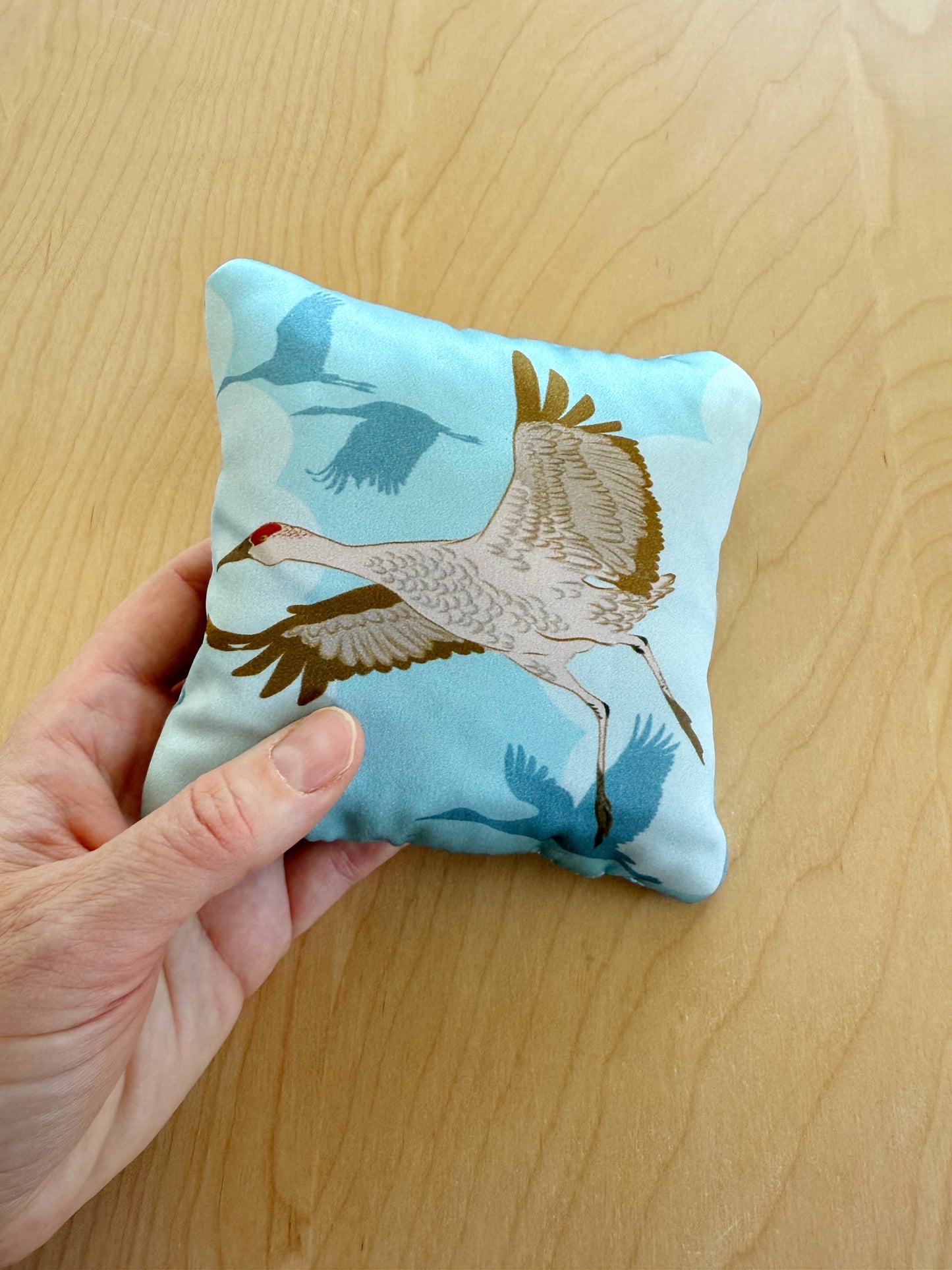 HB. Flying Sandhill Crane Lavender Silk Sachet