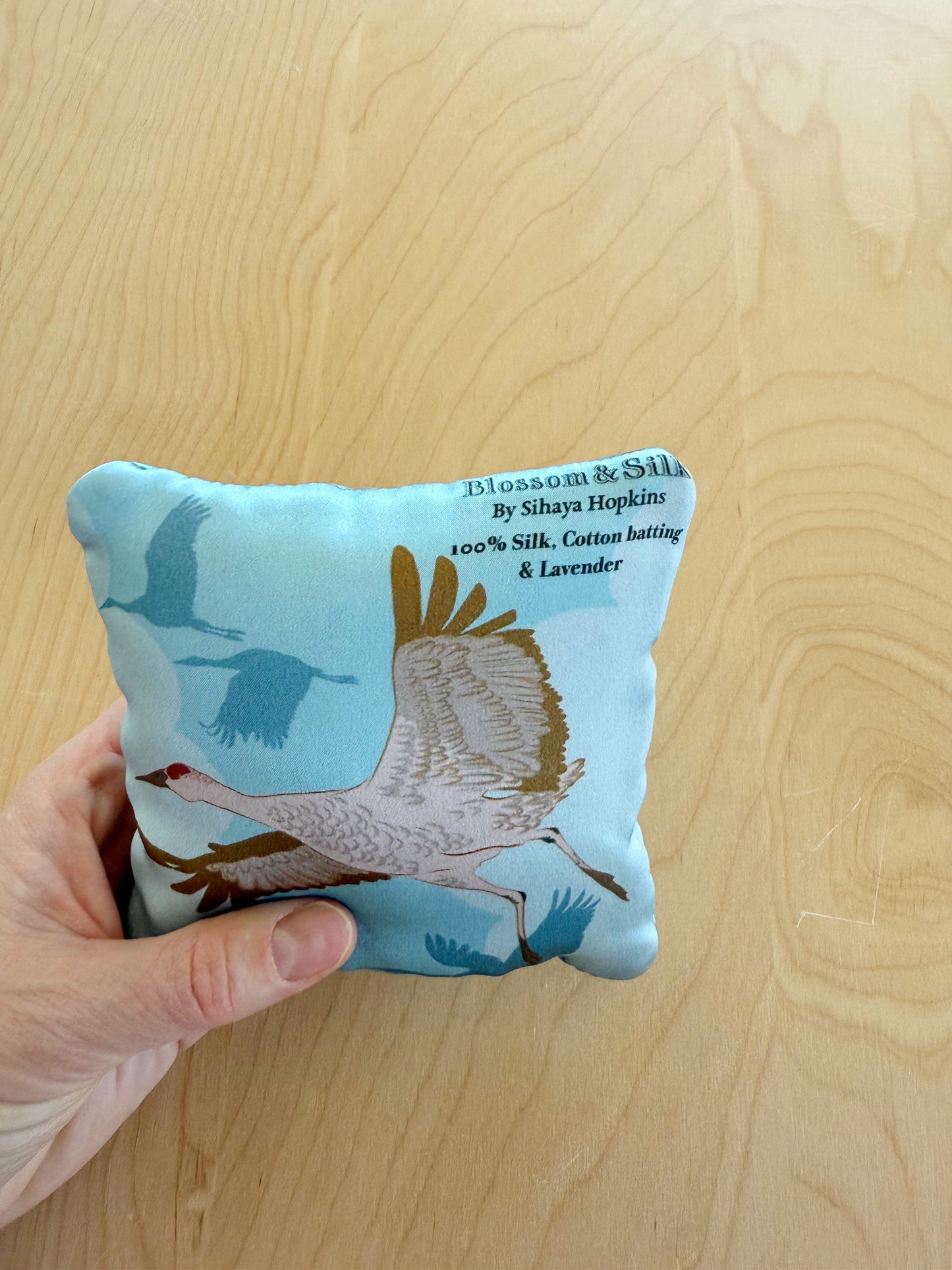 HB. Flying Sandhill Crane Lavender Silk Sachet